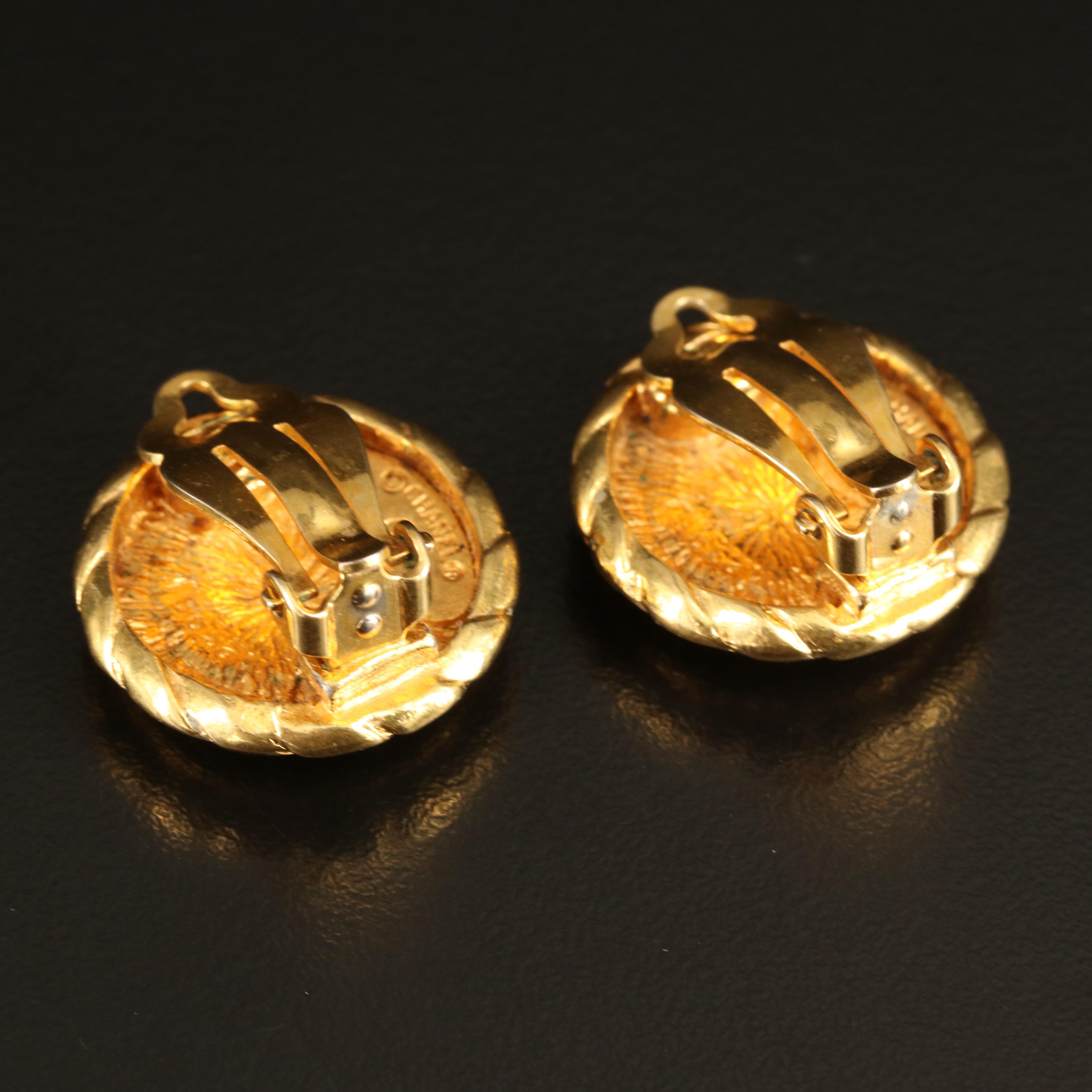 Chanel CC Logo Button Earrings