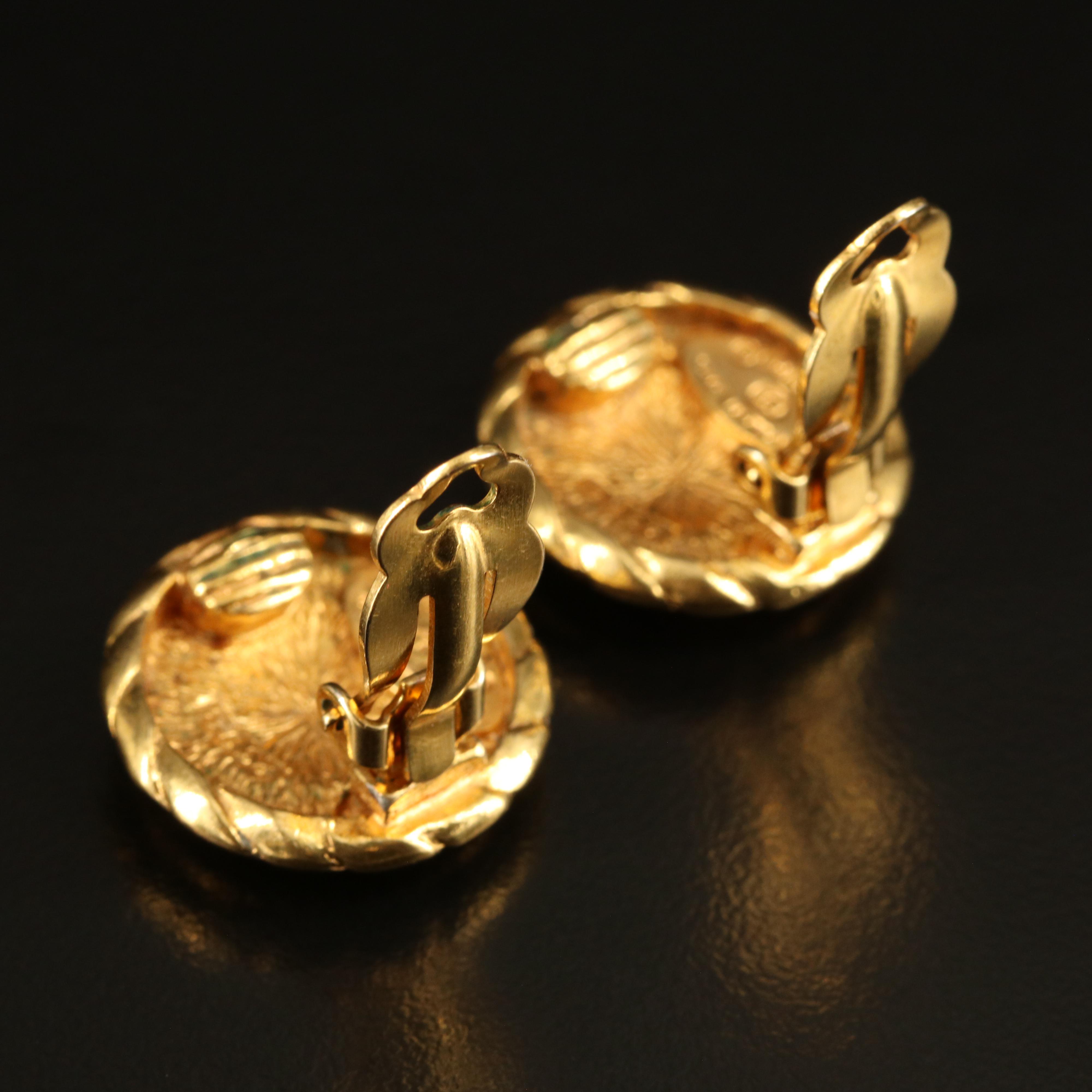 Chanel CC Logo Button Earrings