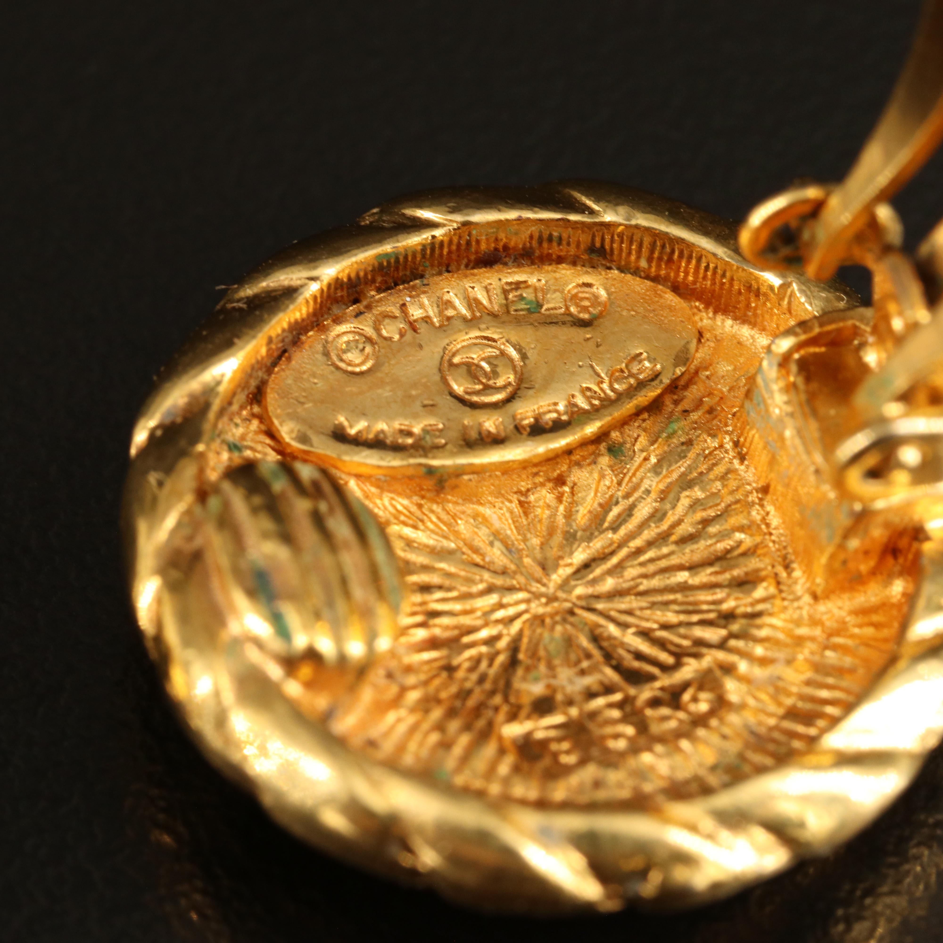 Chanel CC Logo Button Earrings