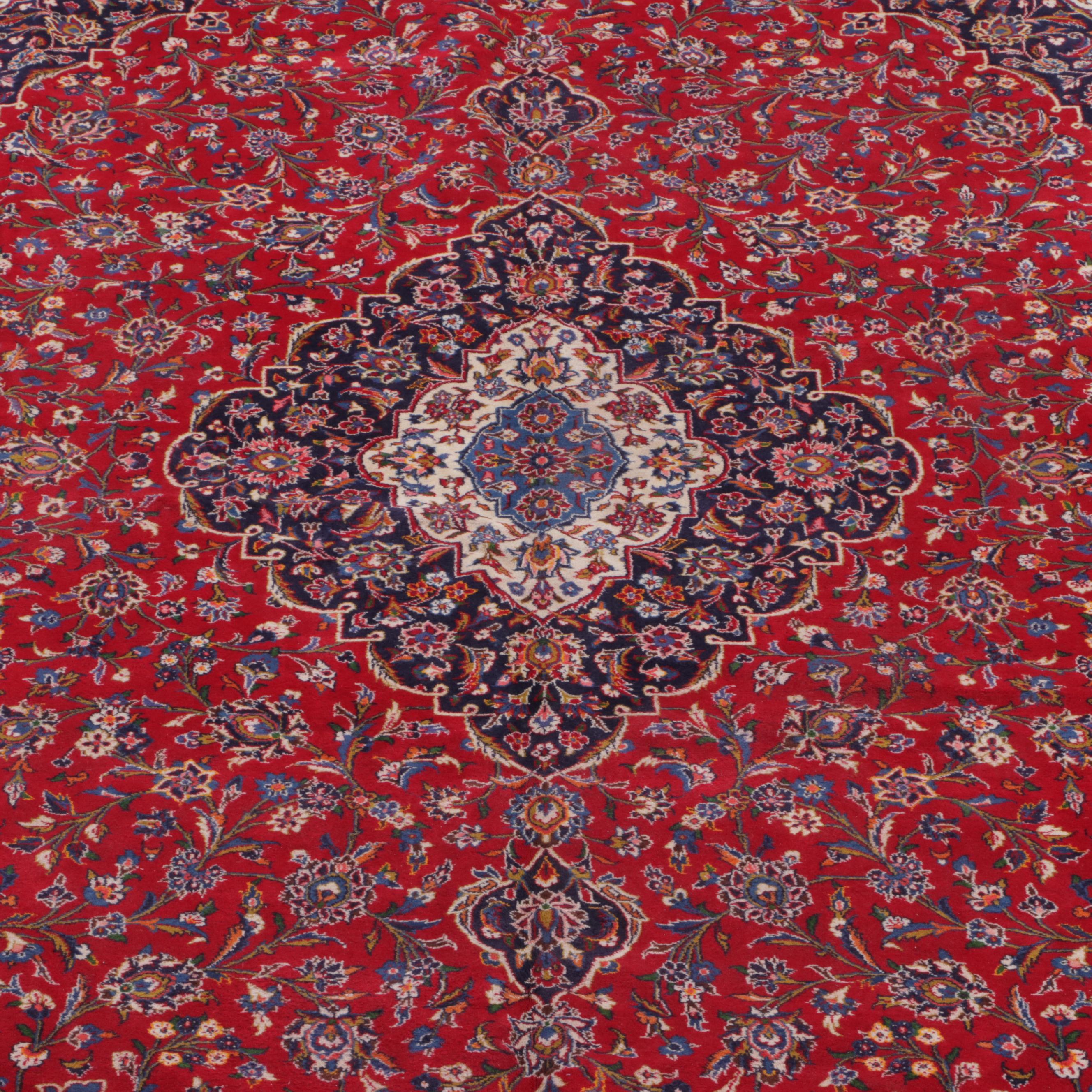 11'7 x 18'4 Hand-Knotted Persian Kashan Room Sized Rug