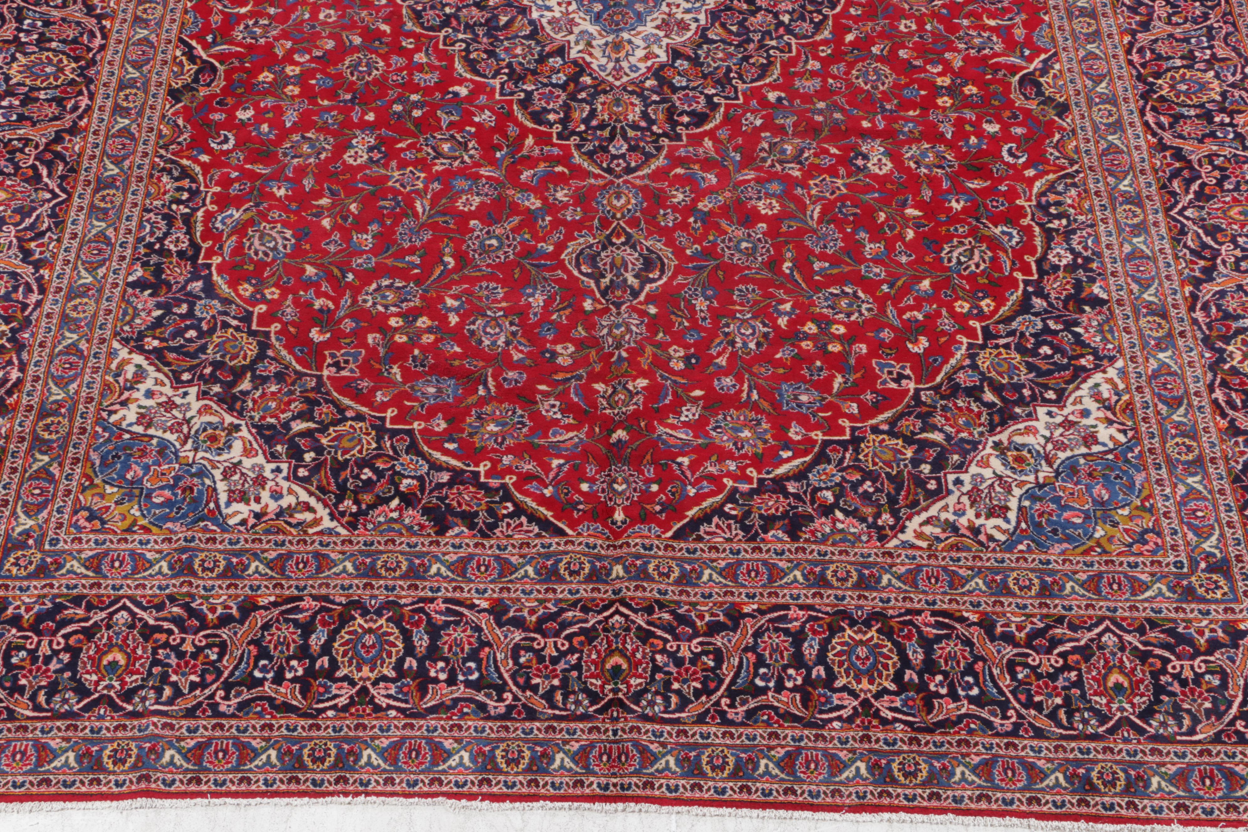 11'7 x 18'4 Hand-Knotted Persian Kashan Room Sized Rug