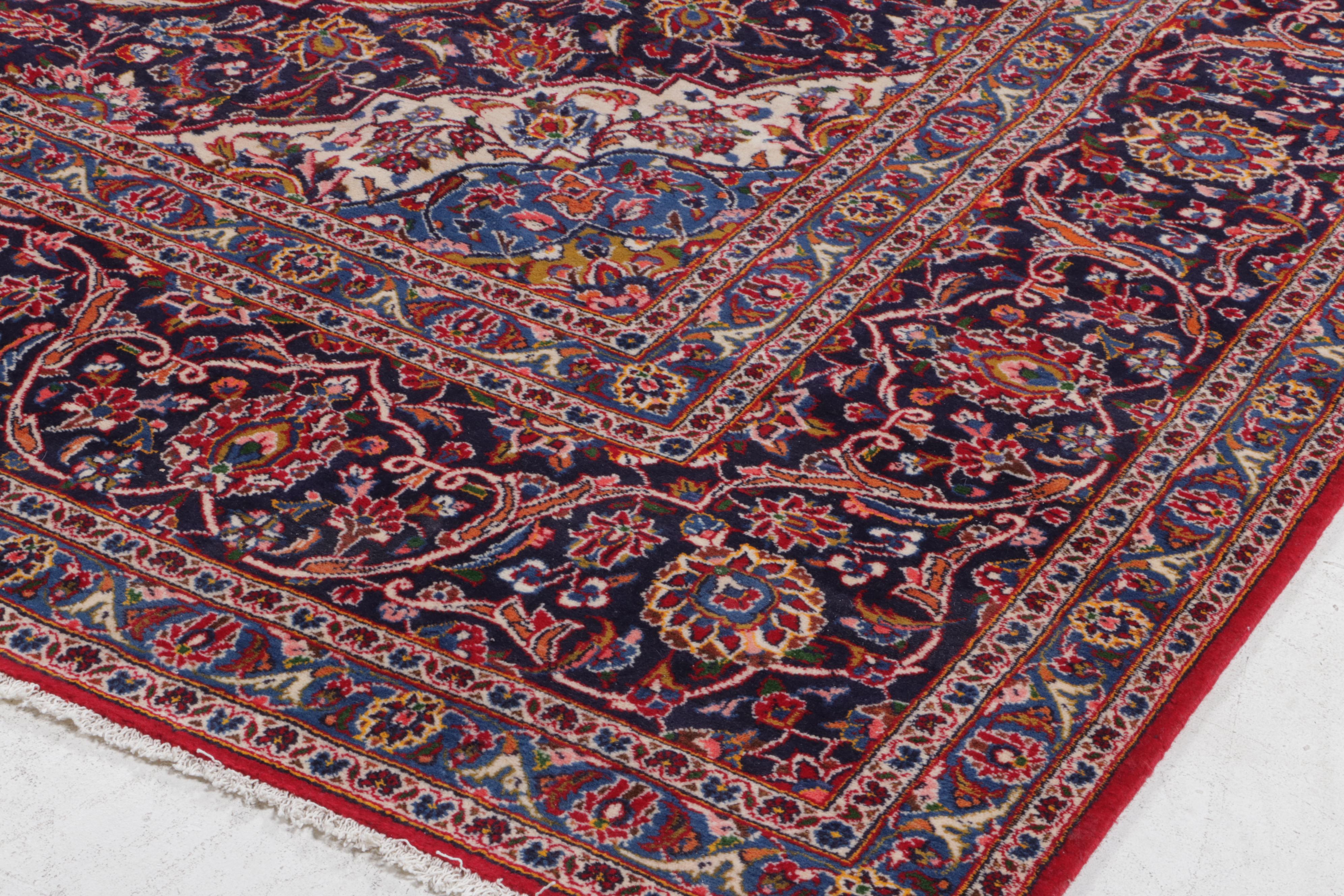 11'7 x 18'4 Hand-Knotted Persian Kashan Room Sized Rug