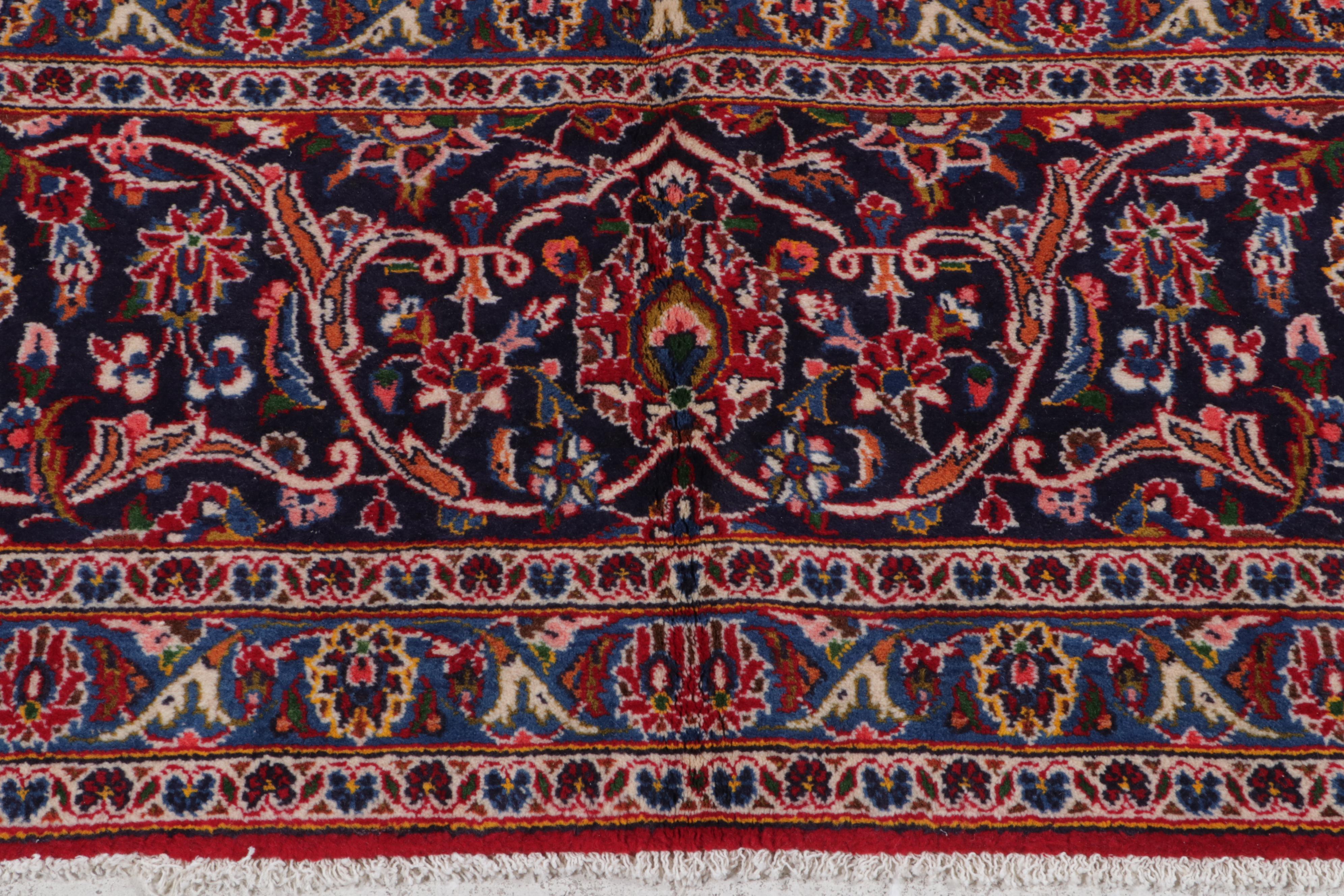 11'7 x 18'4 Hand-Knotted Persian Kashan Room Sized Rug