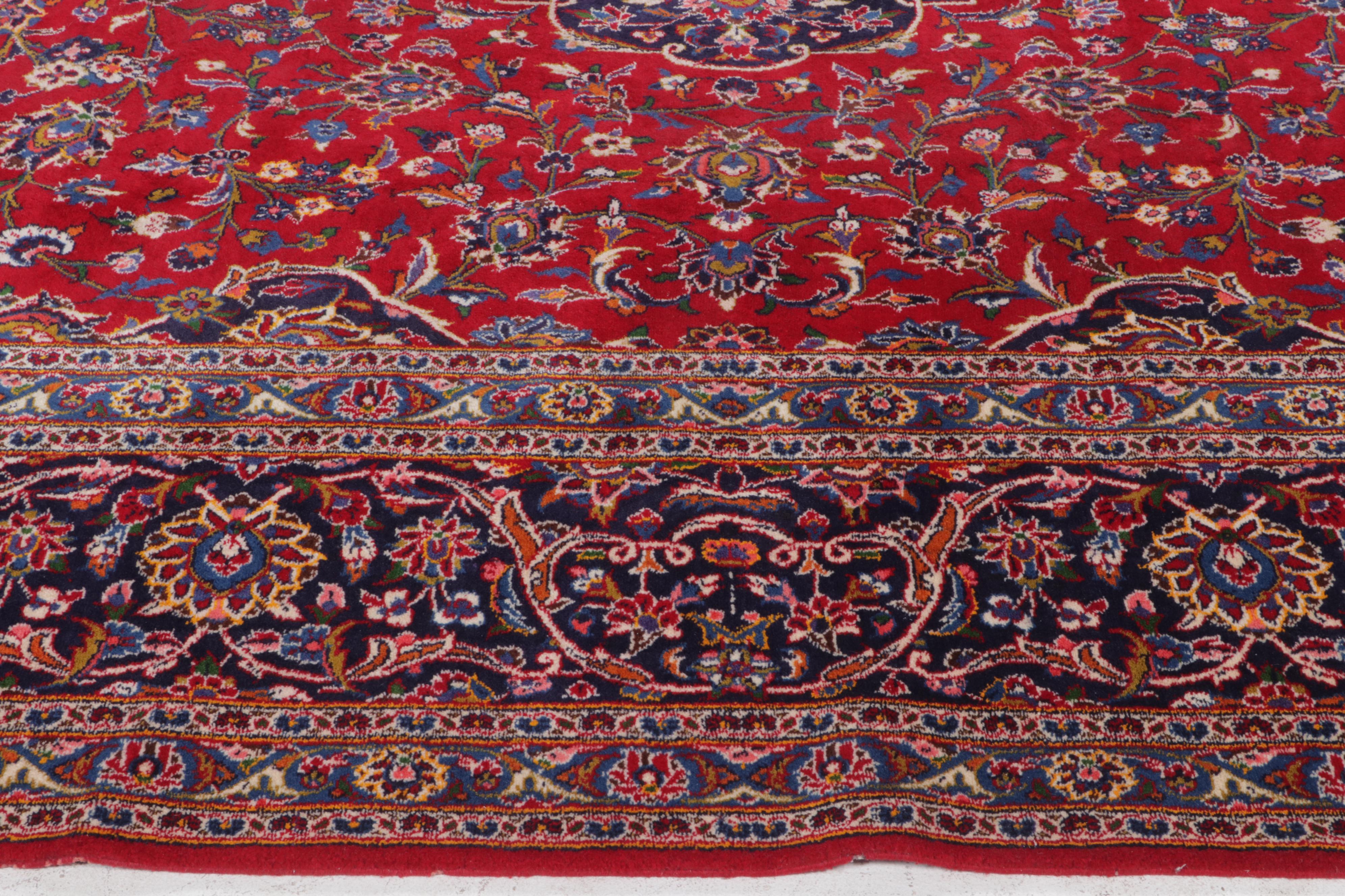 11'7 x 18'4 Hand-Knotted Persian Kashan Room Sized Rug