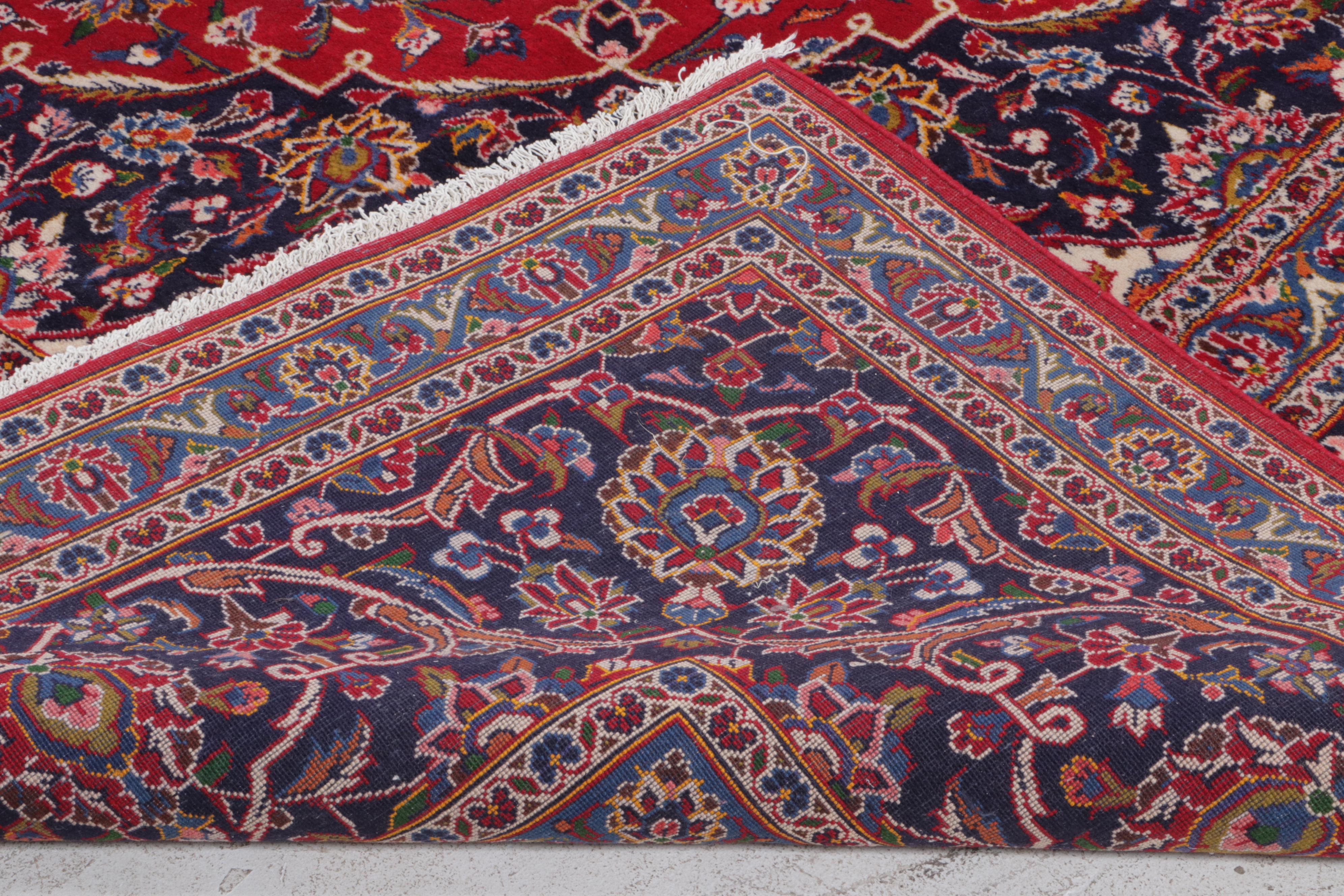 11'7 x 18'4 Hand-Knotted Persian Kashan Room Sized Rug