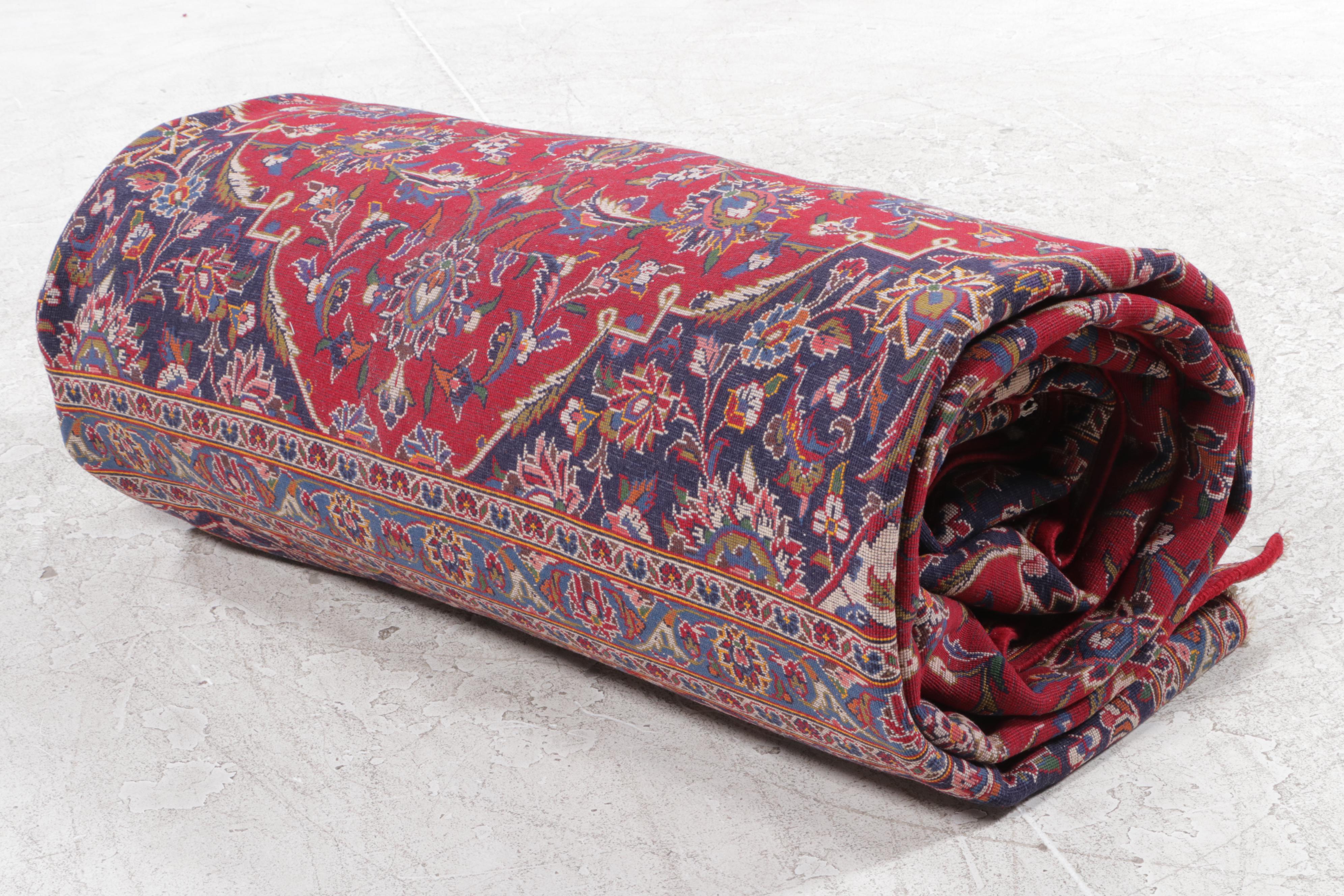 11'7 x 18'4 Hand-Knotted Persian Kashan Room Sized Rug