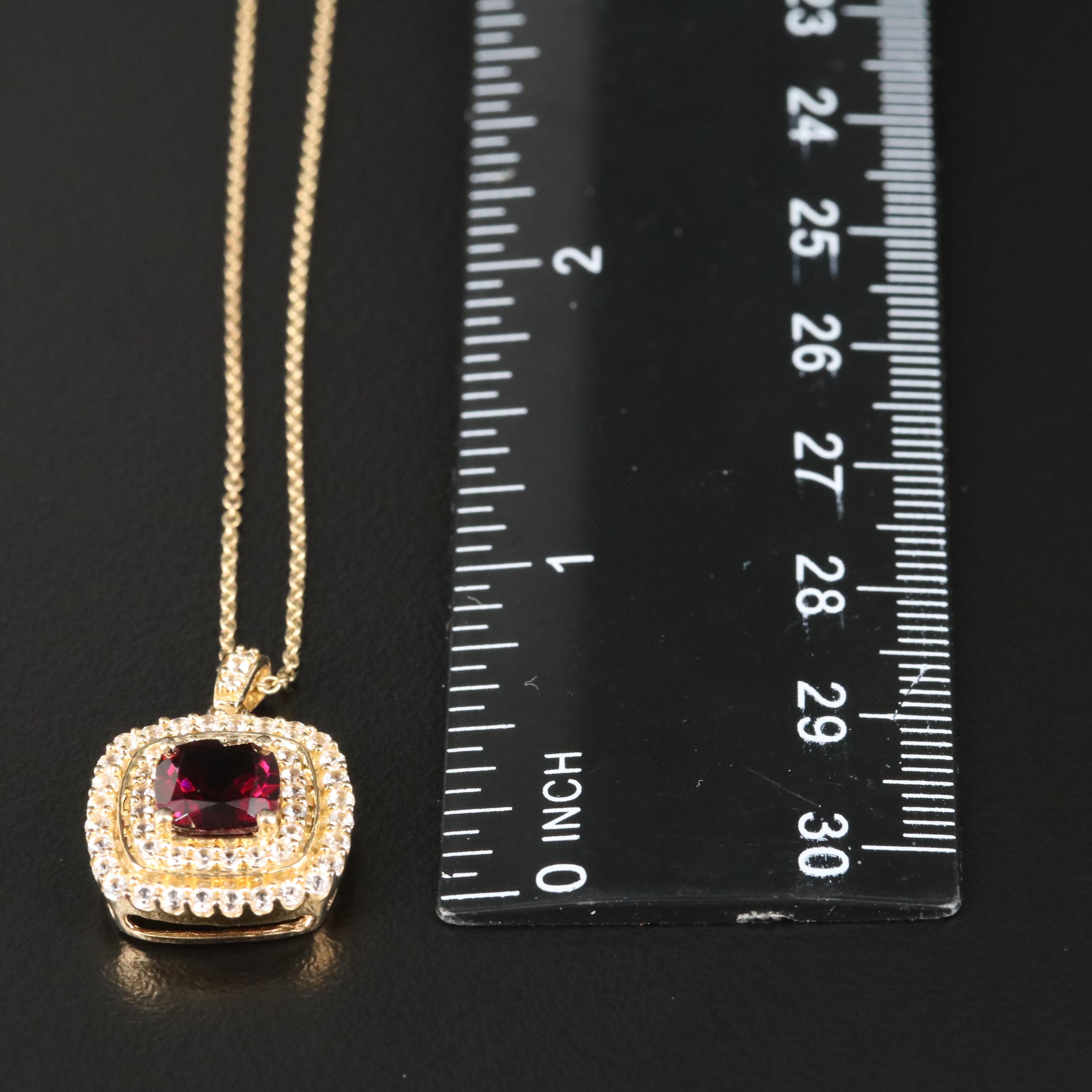 Sterling Garnet and Sapphire Pendant Necklace
