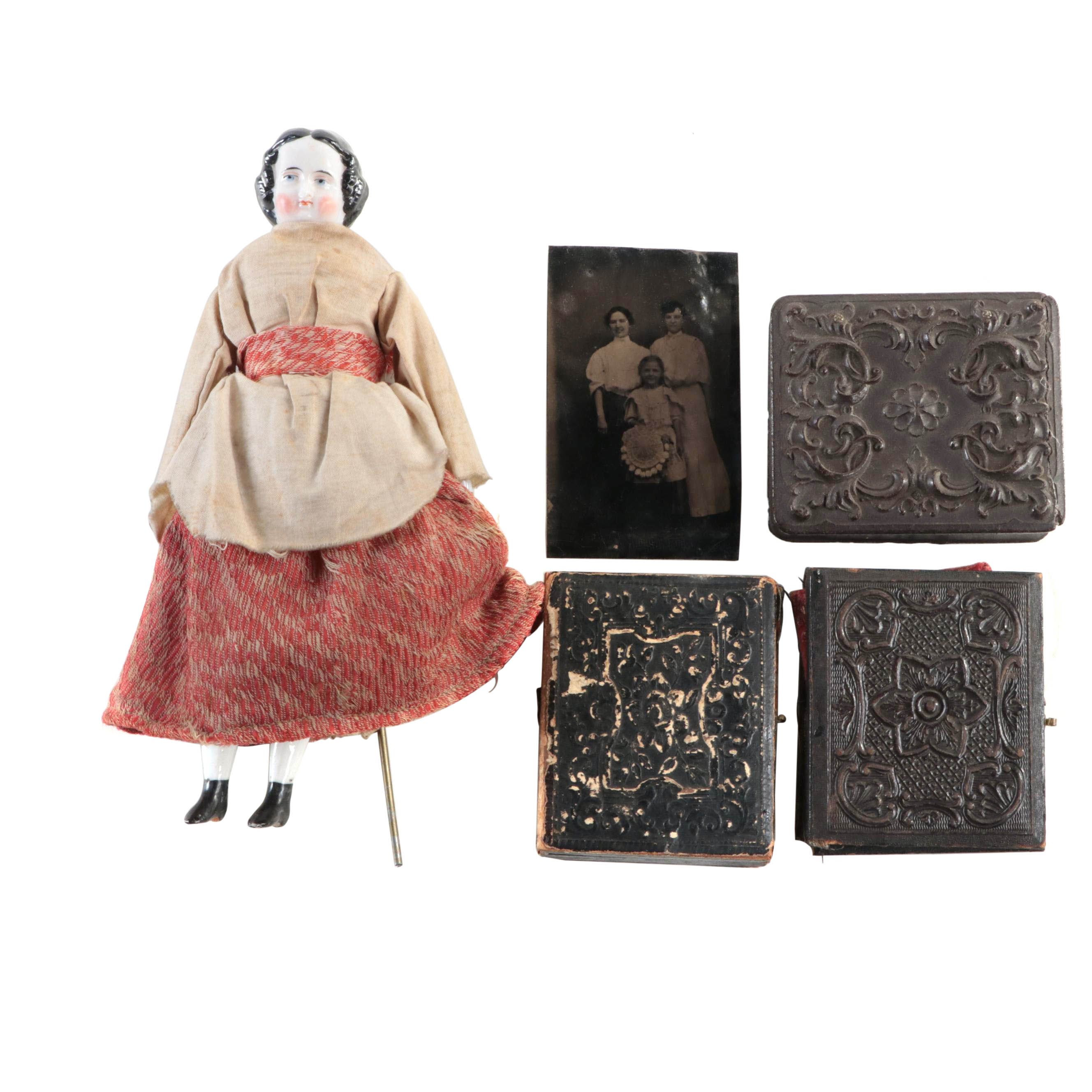 Ambrotype and Tintype Portrait Photographs with Doll, Mid to Late 19th Century