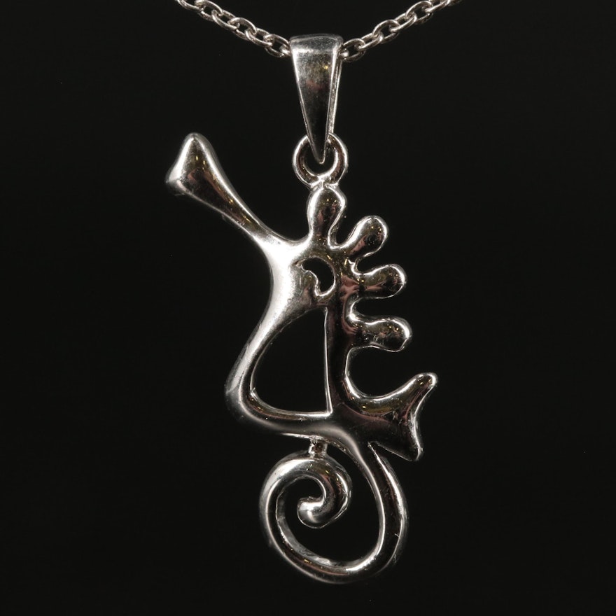 Sterling Seahorses Pendant Necklace