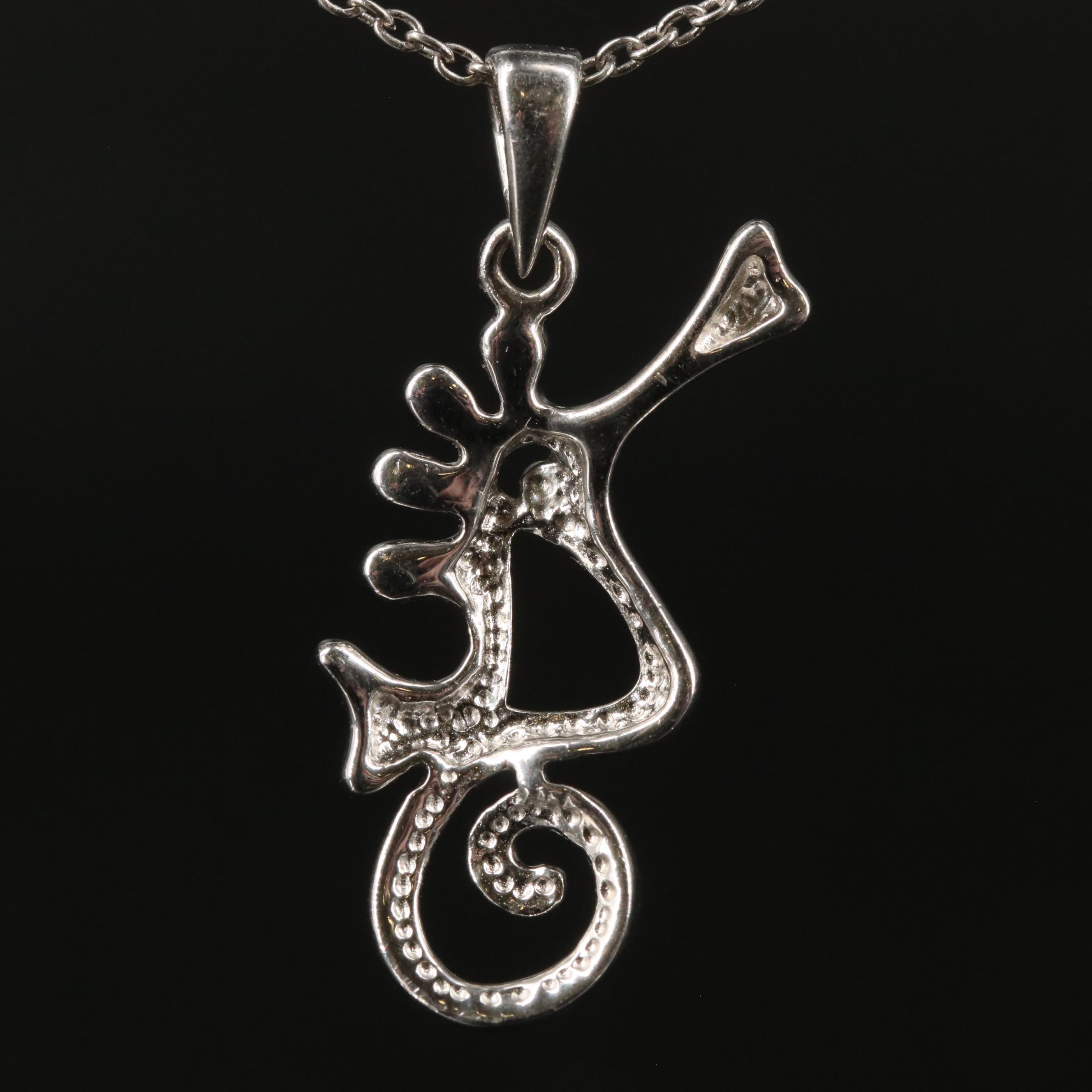 Sterling Seahorses Pendant Necklace