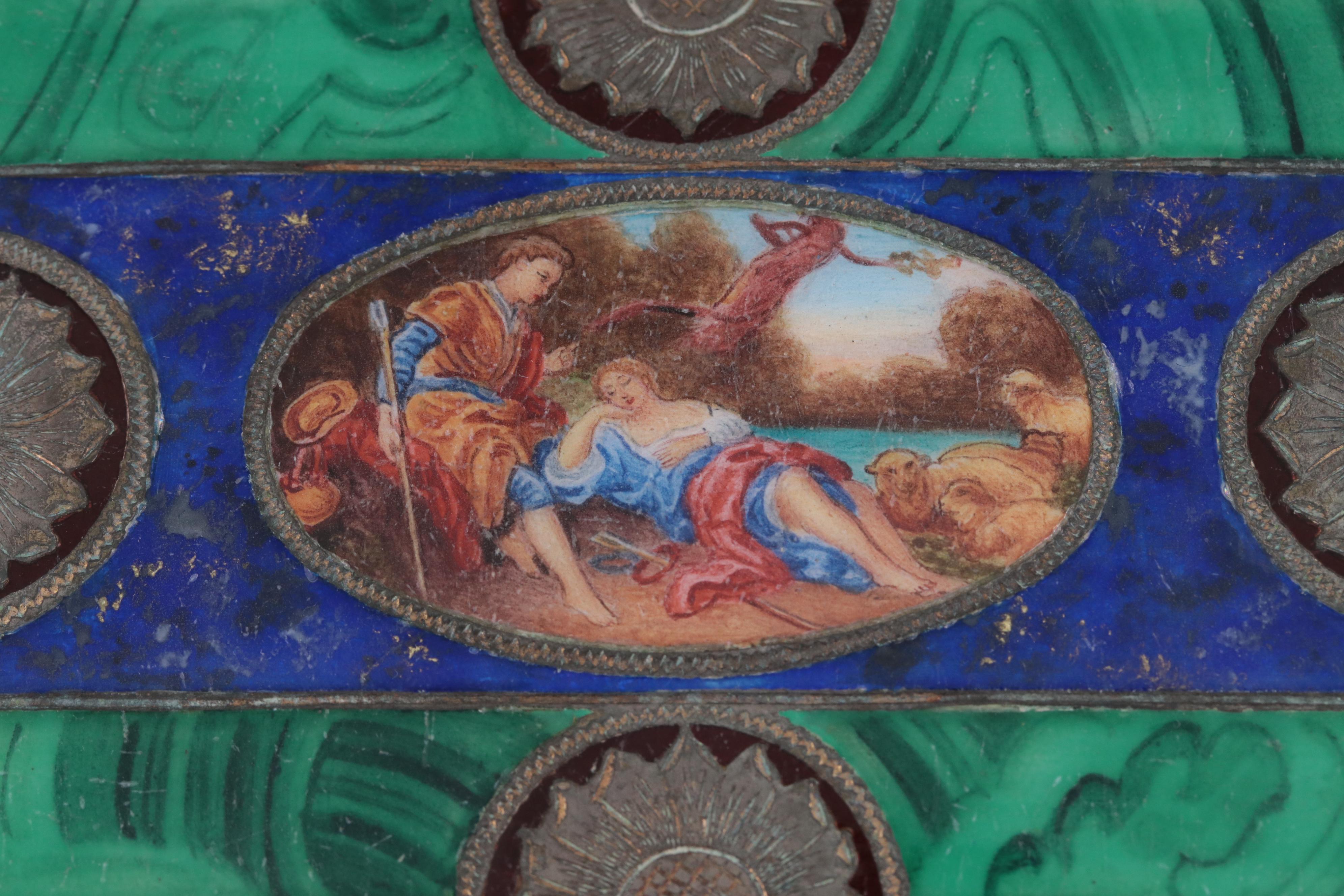 Italian Gilt over 800 Silver and Enamel Box