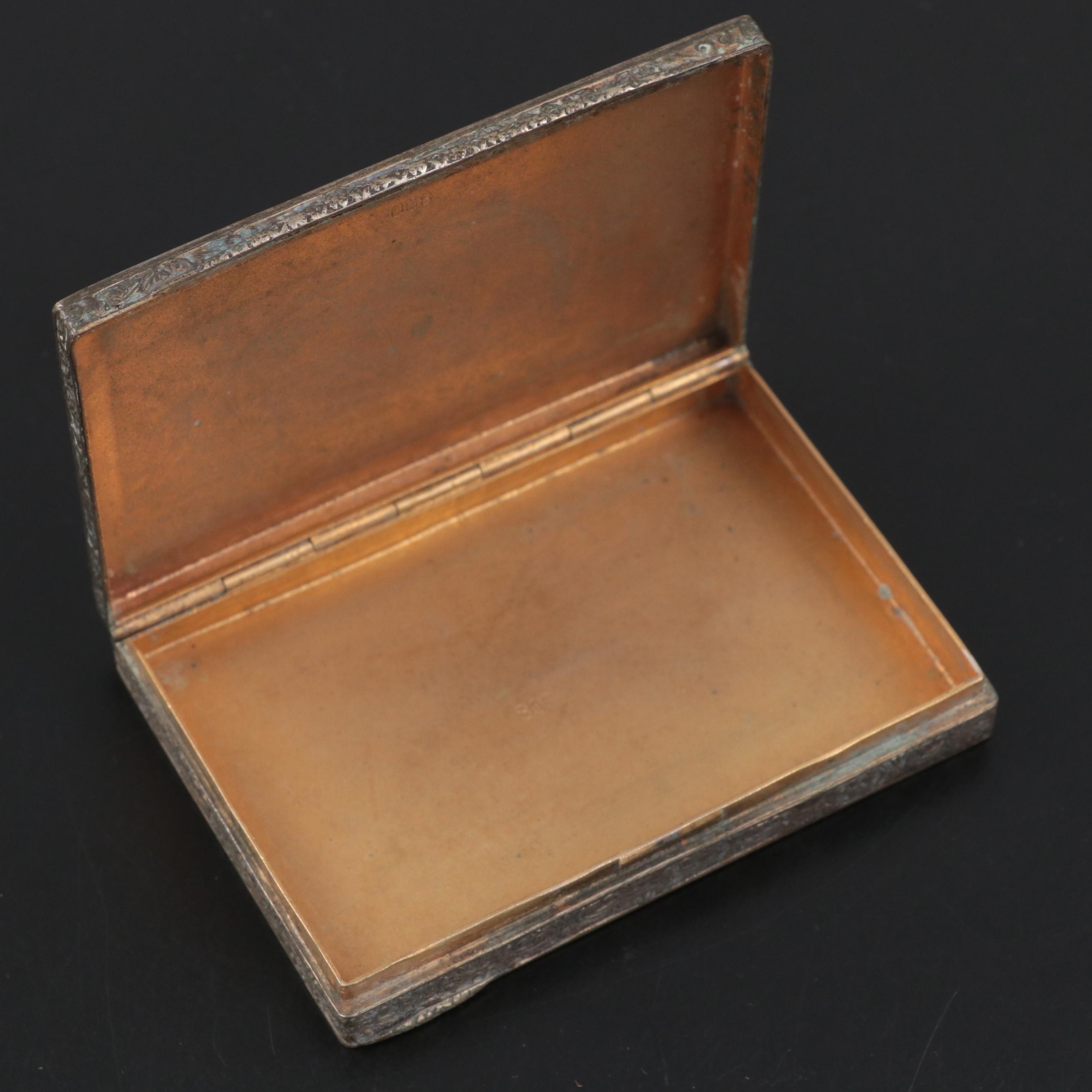 Italian Gilt over 800 Silver and Enamel Box