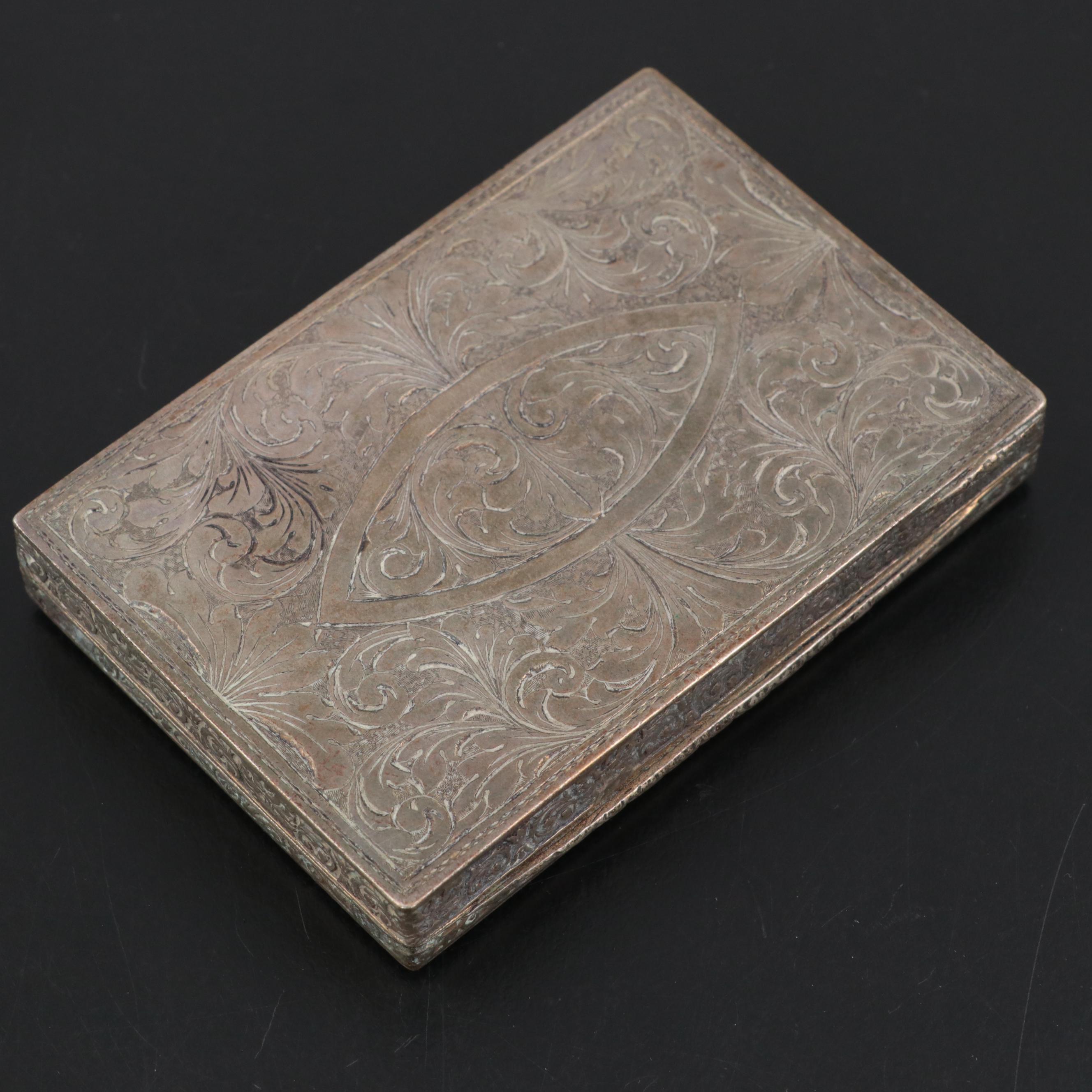 Italian Gilt over 800 Silver and Enamel Box