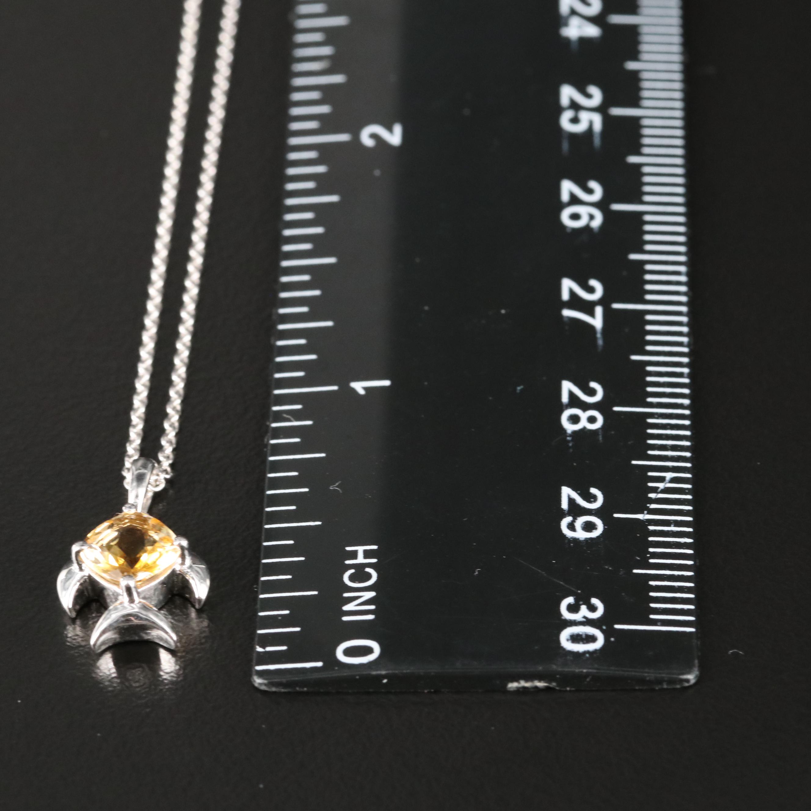 Sterling Citrine Fish Necklace