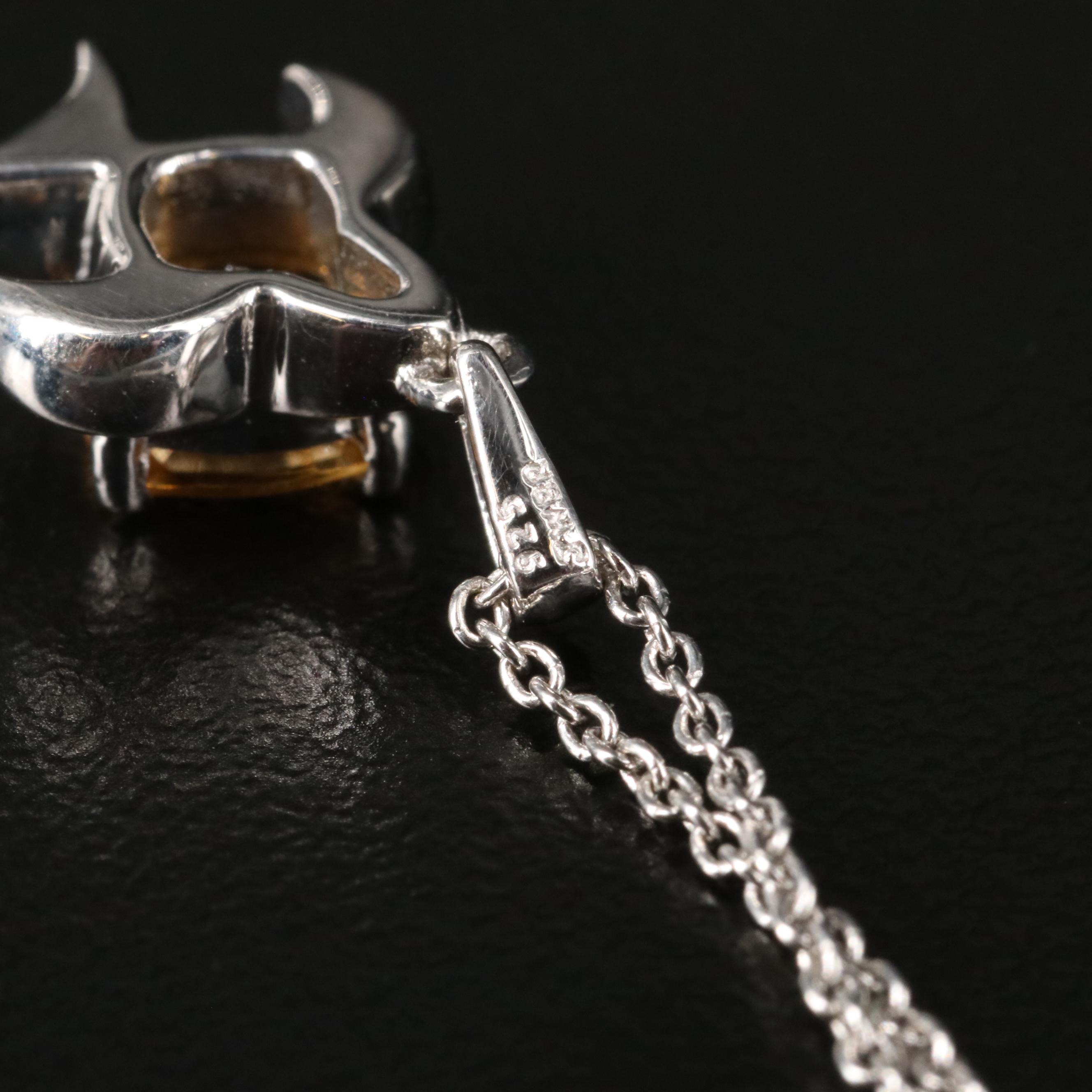 Sterling Citrine Fish Necklace
