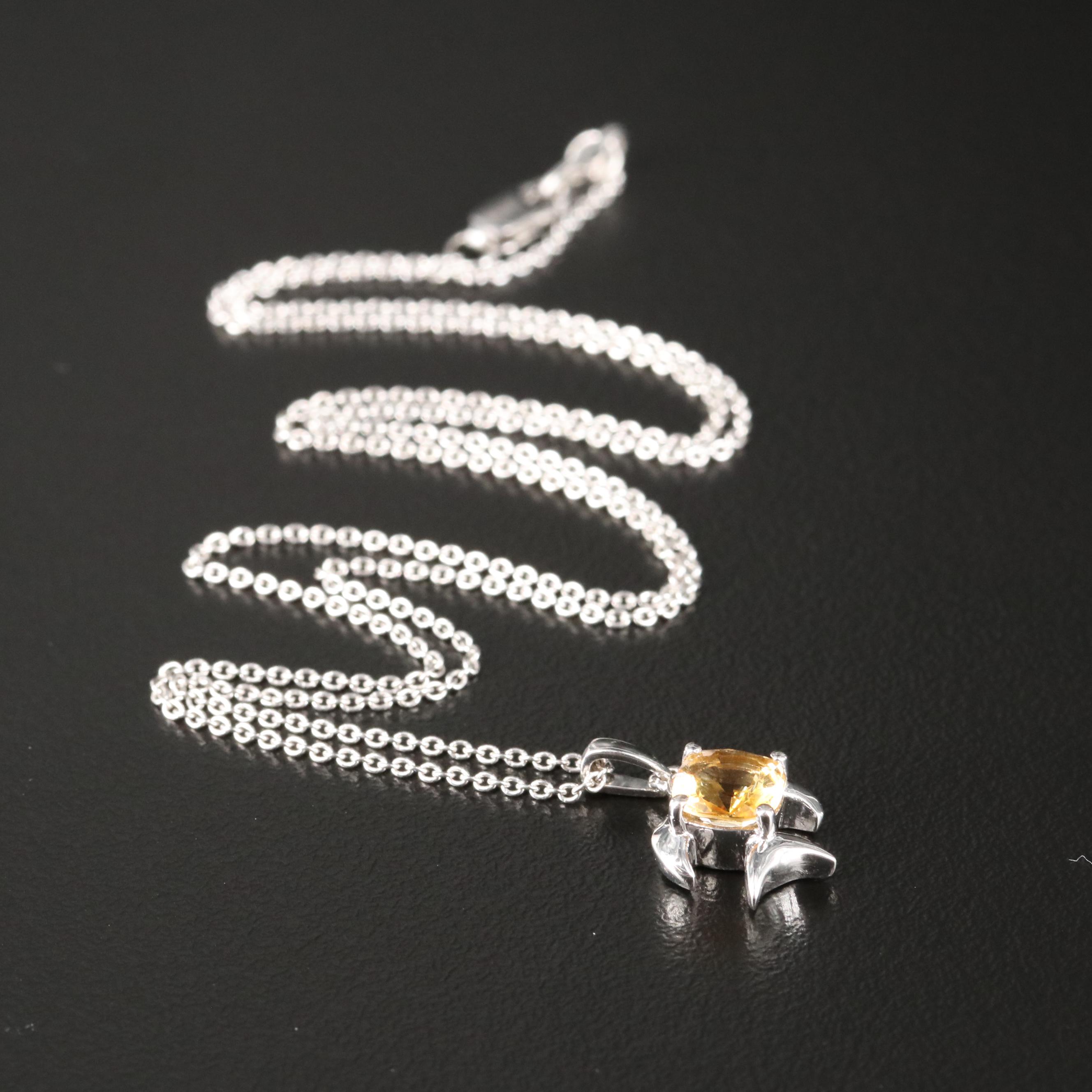 Sterling Citrine Fish Necklace