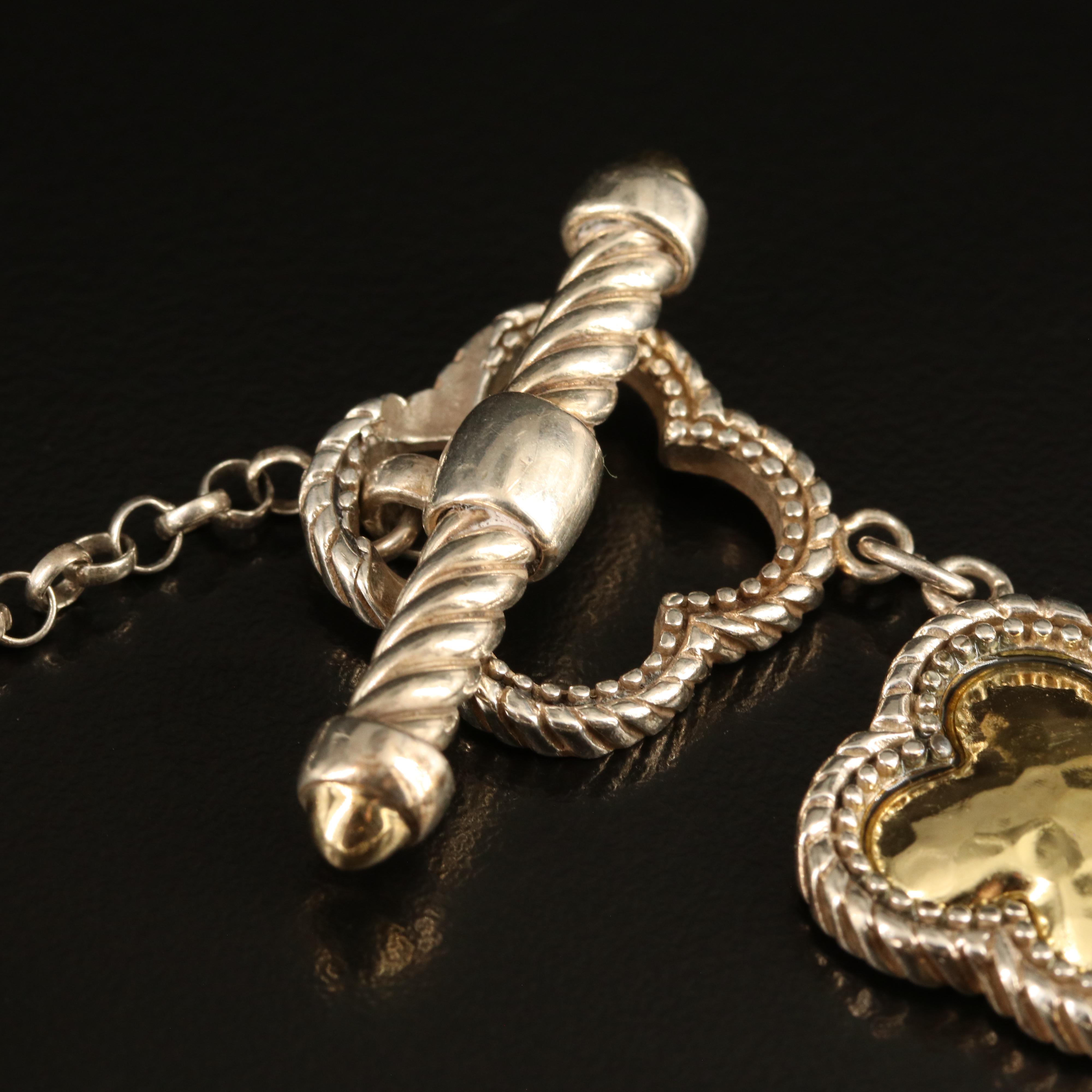 Phillip Gabriel Menegatti Sterling Hammered Quatrefoil Bracelet with 18K Accents