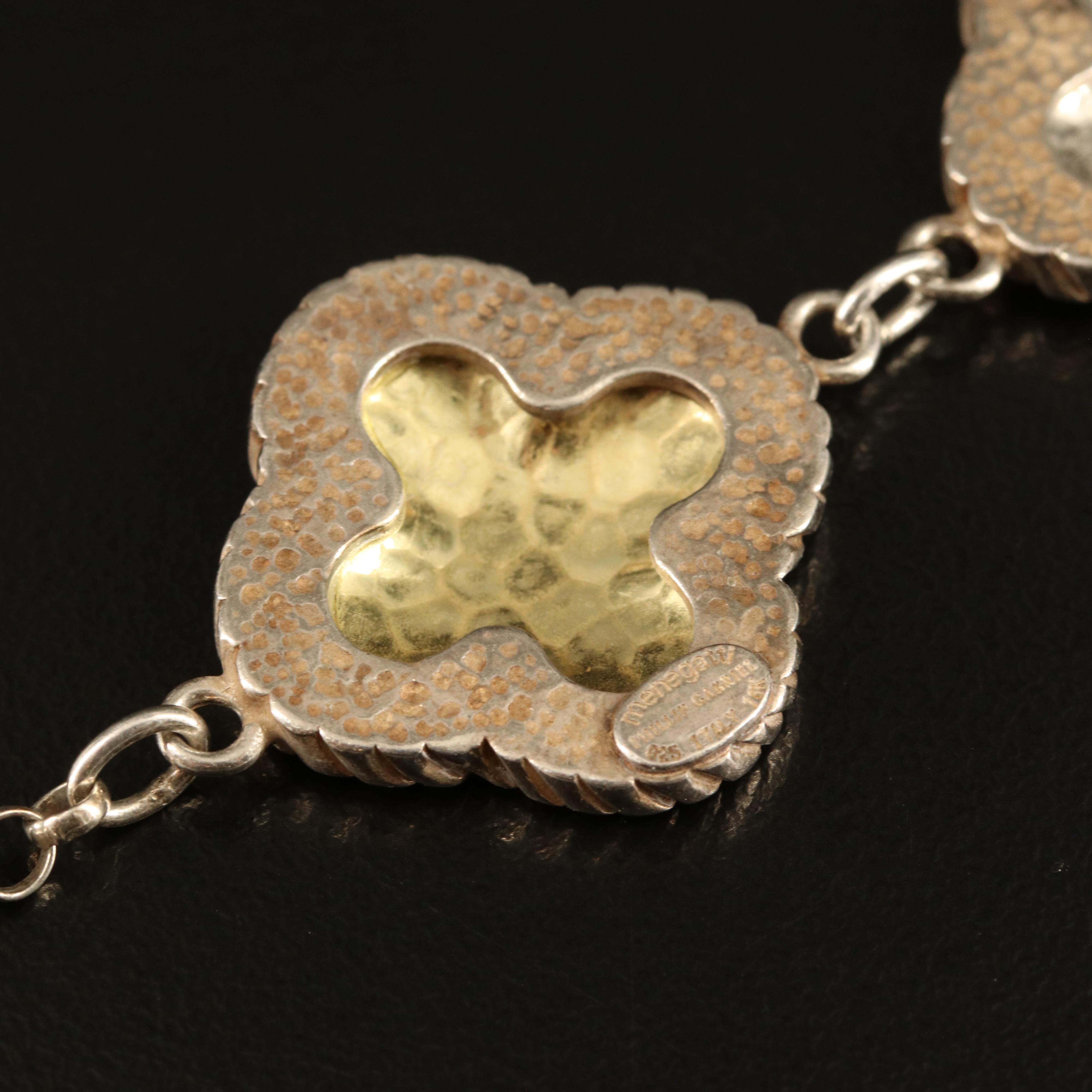 Phillip Gabriel Menegatti Sterling Hammered Quatrefoil Bracelet with 18K Accents