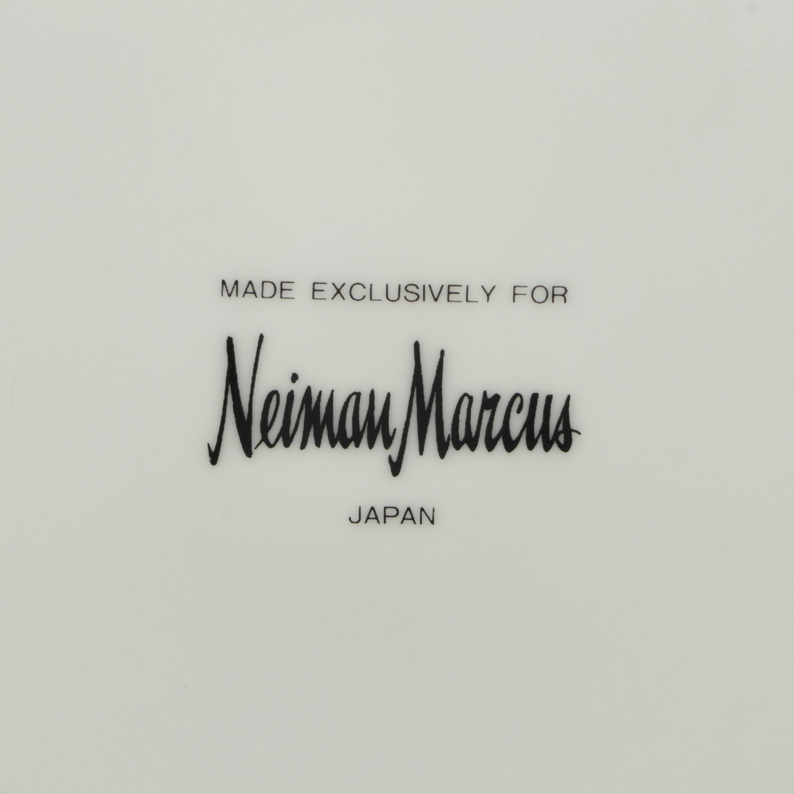 Neiman Marcus  Porcelain Malachite Dinnerware with Gilt Lacquerware Plates