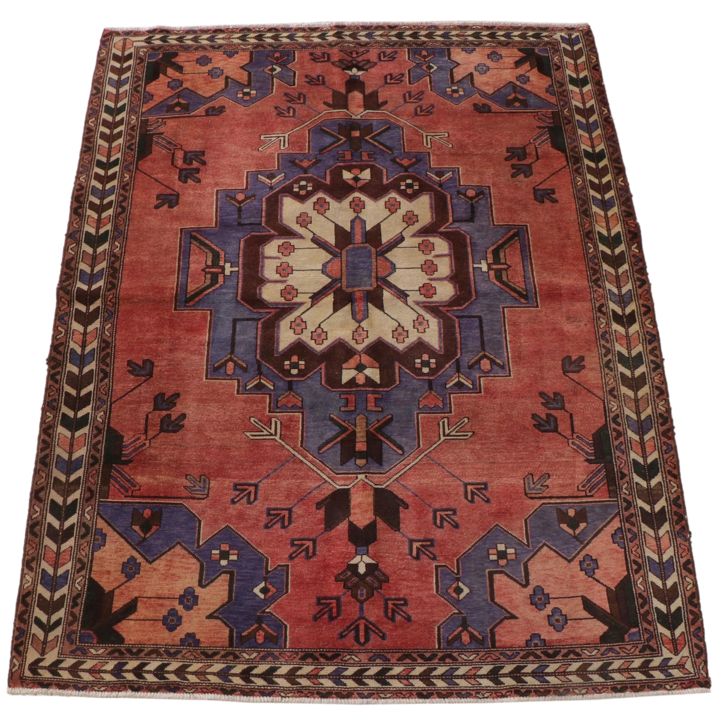 5'7 x 7'2 Hand-Knotted Persian Hamadan Area Rug