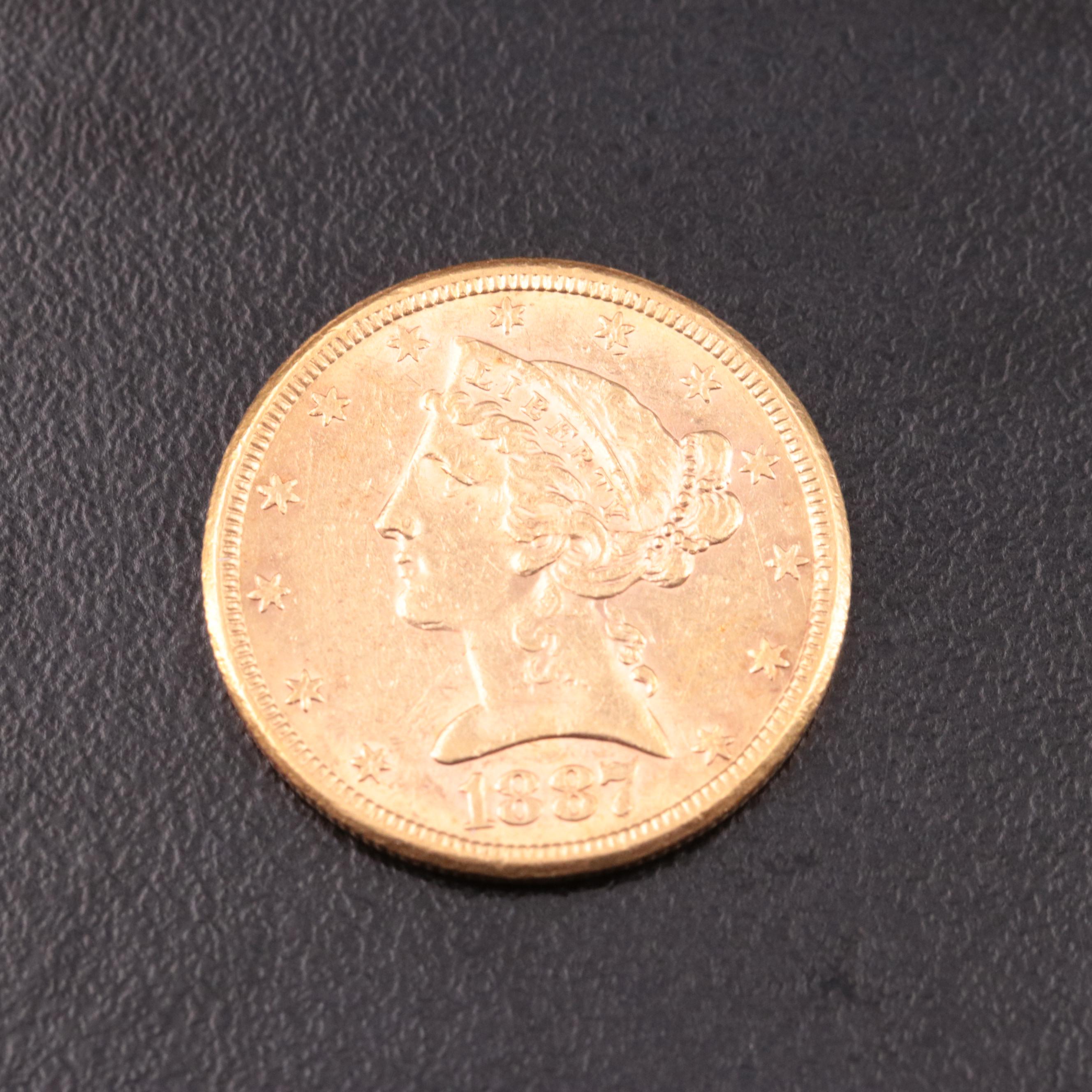 1887-S Liberty Head $5 Half Eagle Gold Coin
