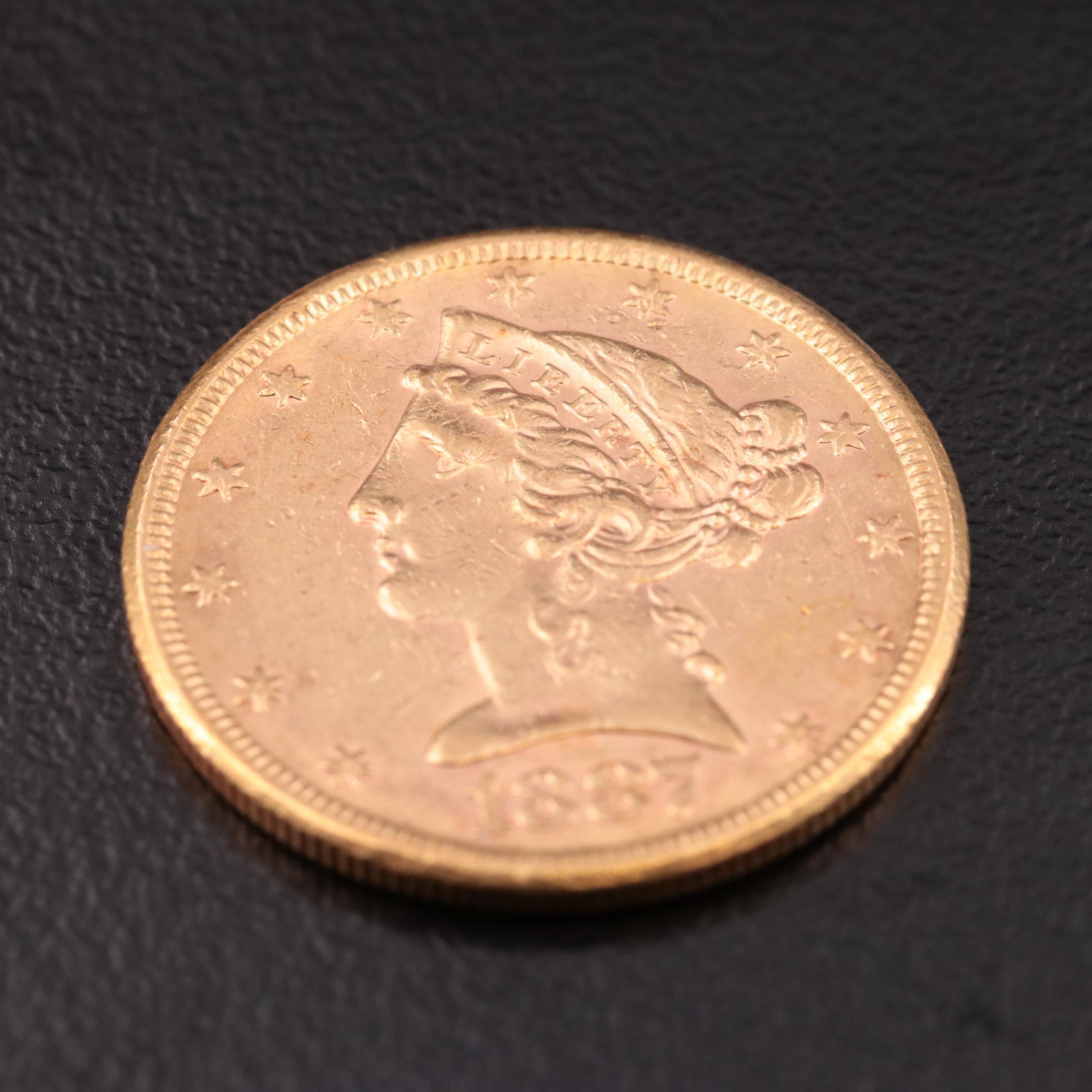 1887-S Liberty Head $5 Half Eagle Gold Coin
