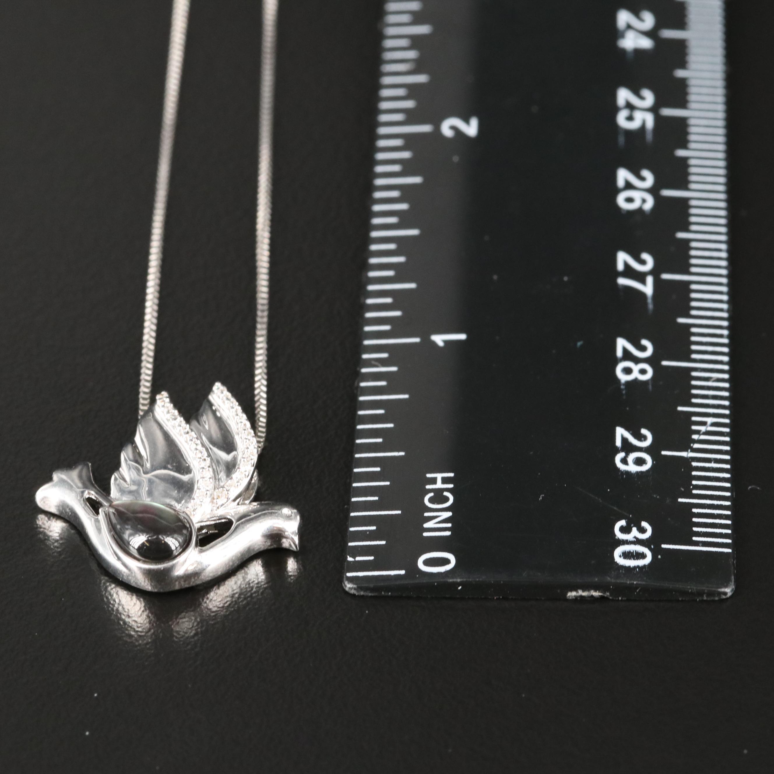 Sterling Mother-of-Pearl and Diamond Dove Necklace