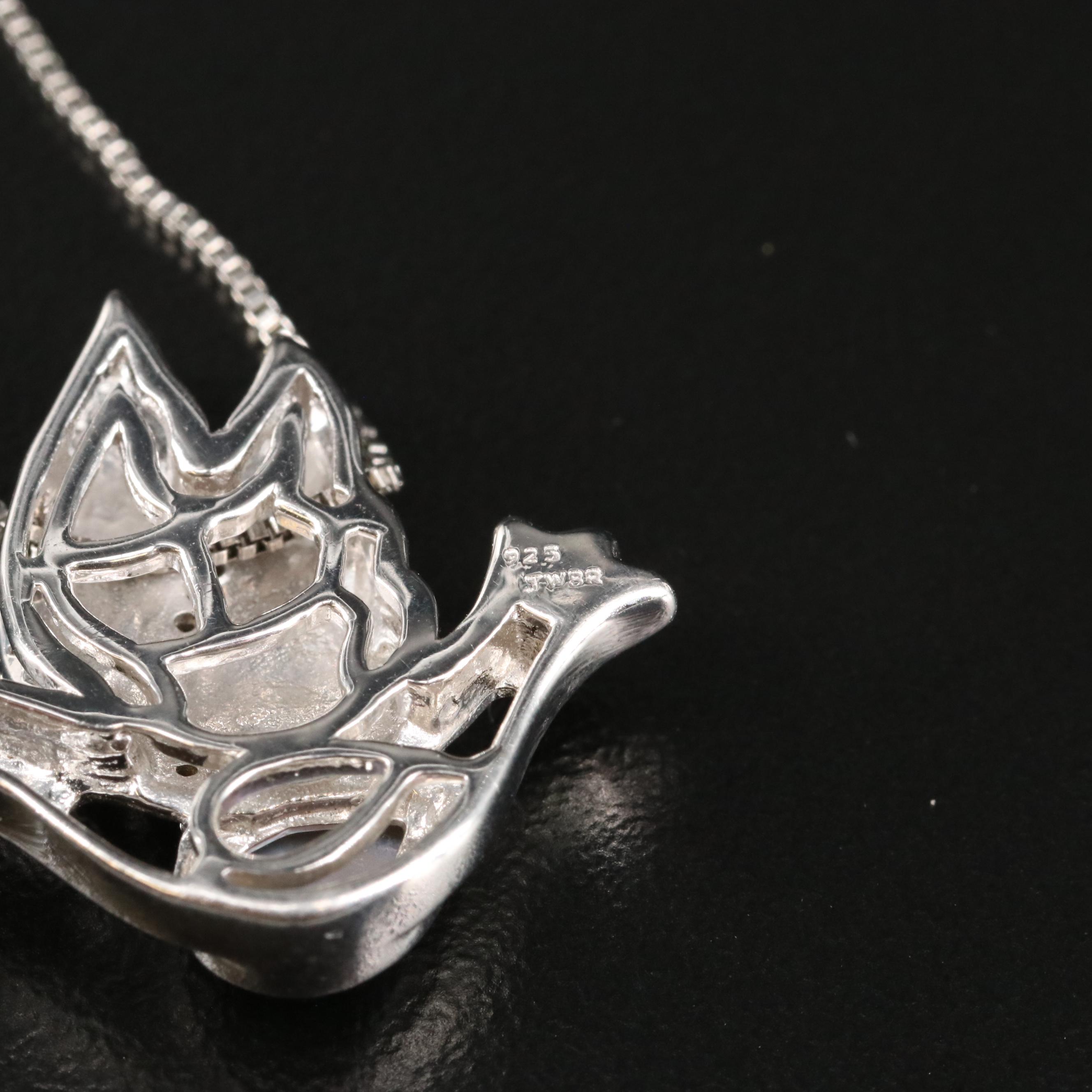 Sterling Mother-of-Pearl and Diamond Dove Necklace