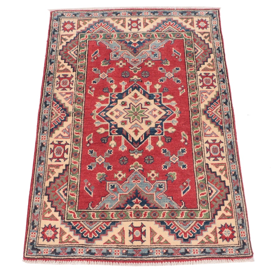 2'10 x 4'3 Hand-Knotted Afghan Kazak Accent Rug