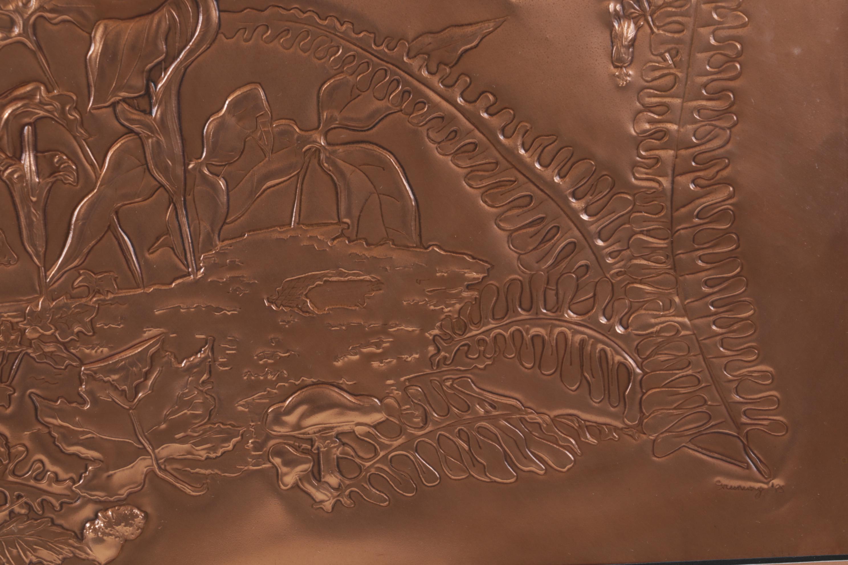 Linda Greenway Copper Repoussé Relief Wall Hanging, 1985