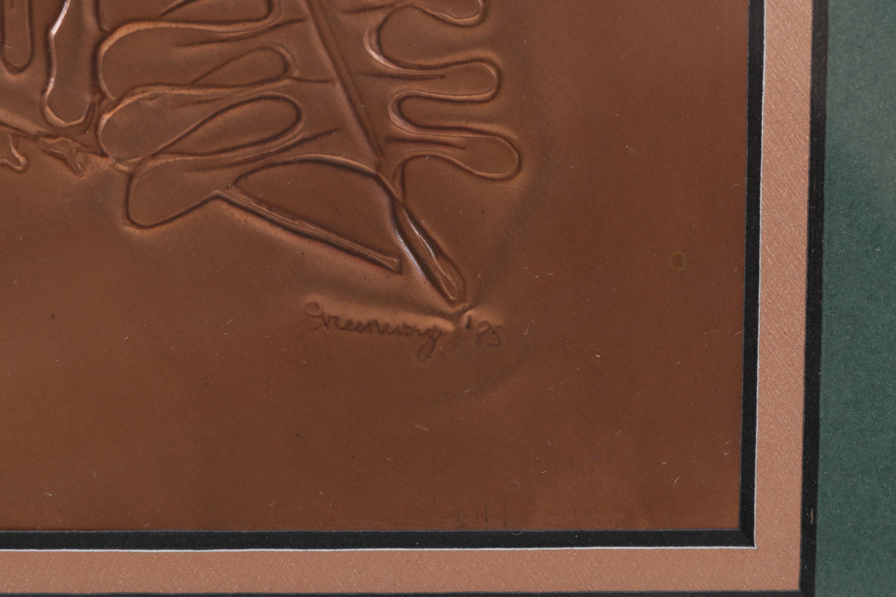 Linda Greenway Copper Repoussé Relief Wall Hanging, 1985