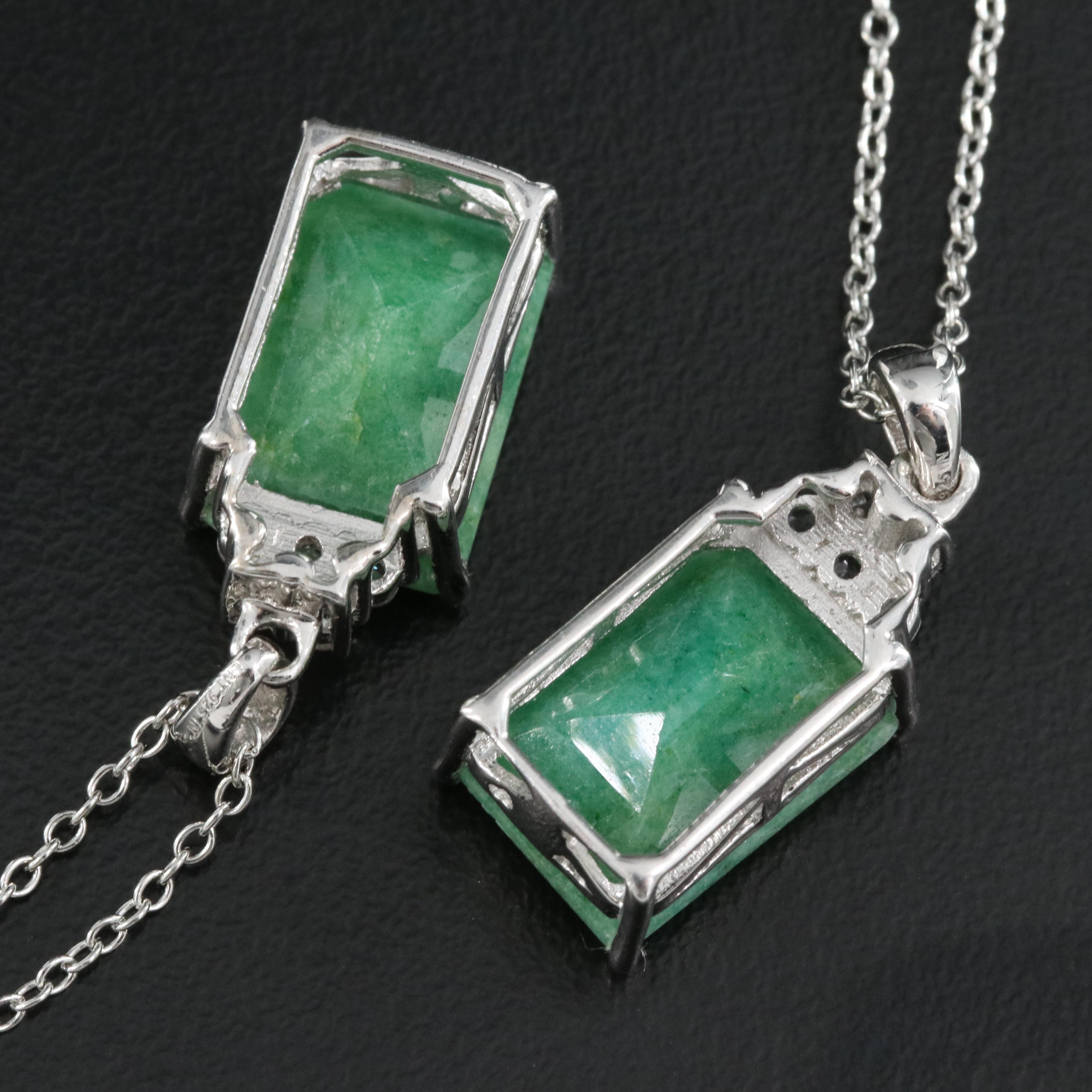 Sterling Beryl and Topaz Pendant Necklaces