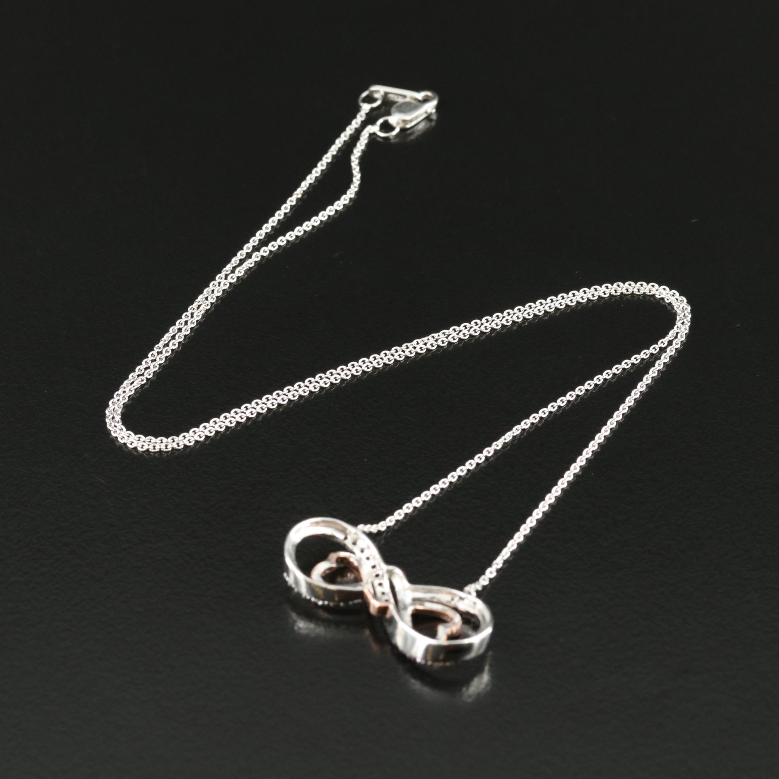 Sterling Amethyst and Cubic Zirconia Infinity Heart Necklace