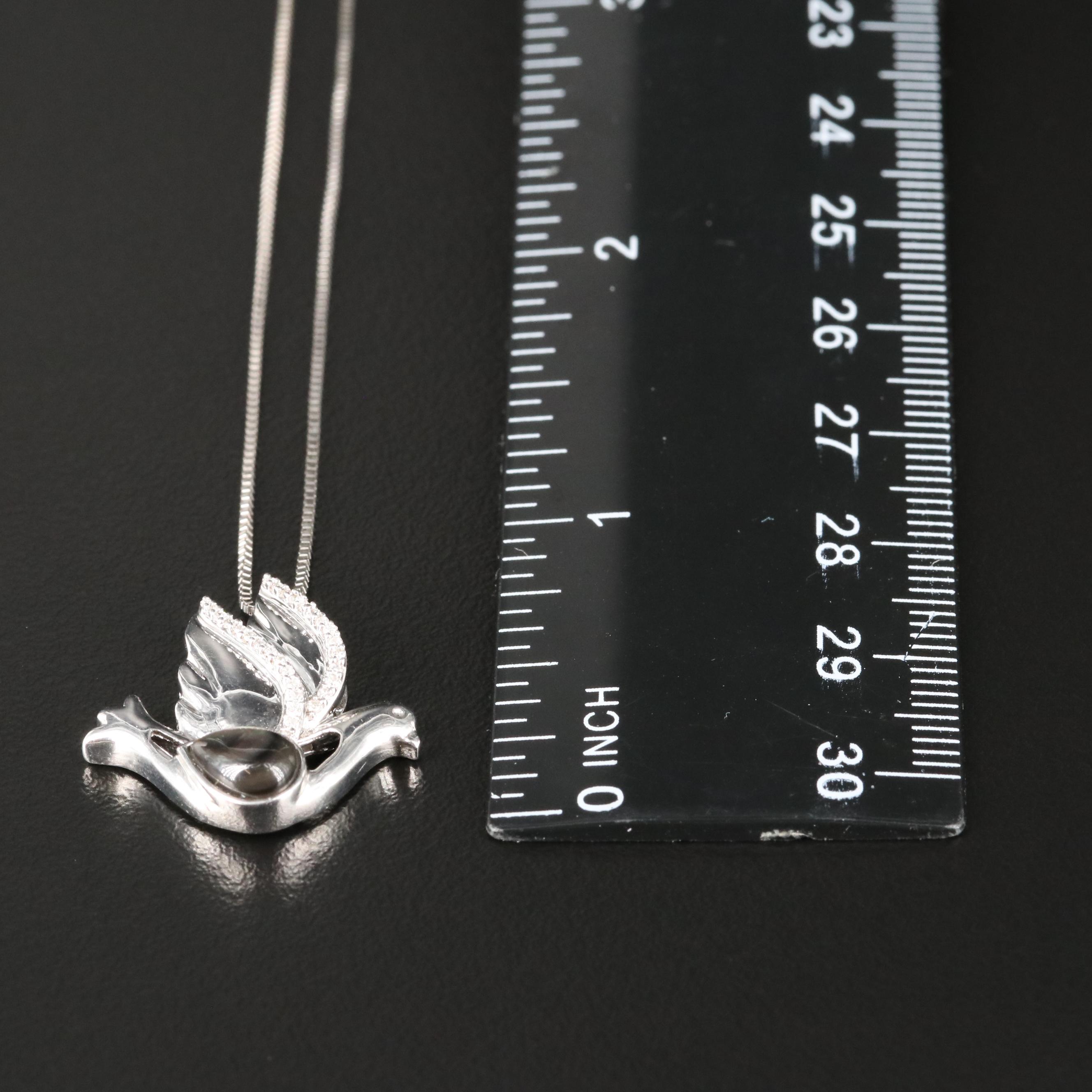 Sterling Mother-of-Pearl and Diamond Dove Necklace