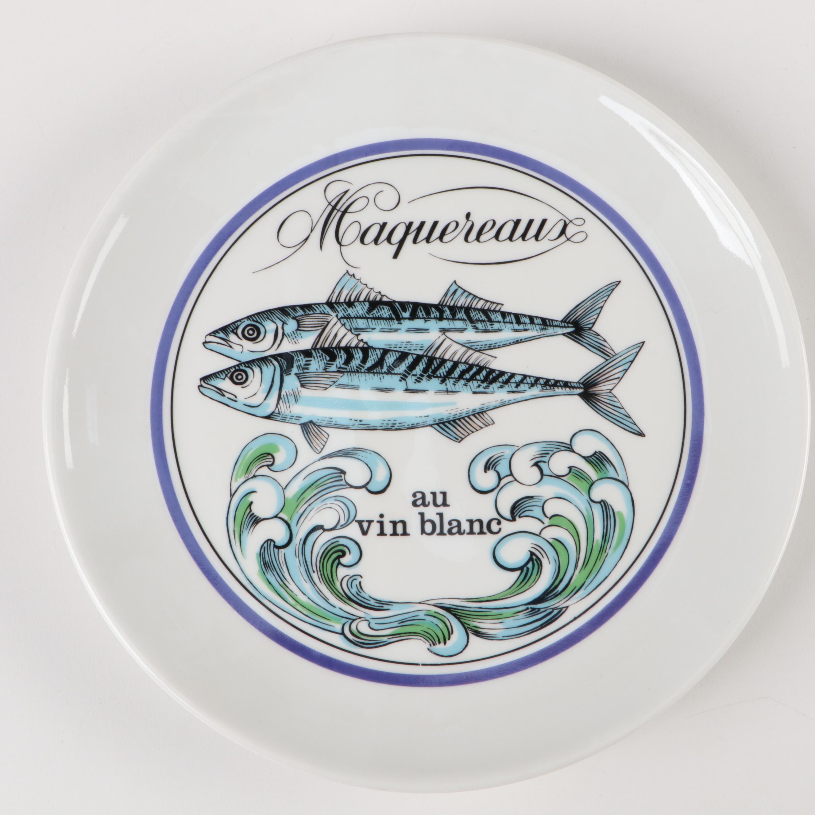 Jacques Lobjoy Porcelaine D'auteuil Fish Plates and Louis Lourioux Canape Plates