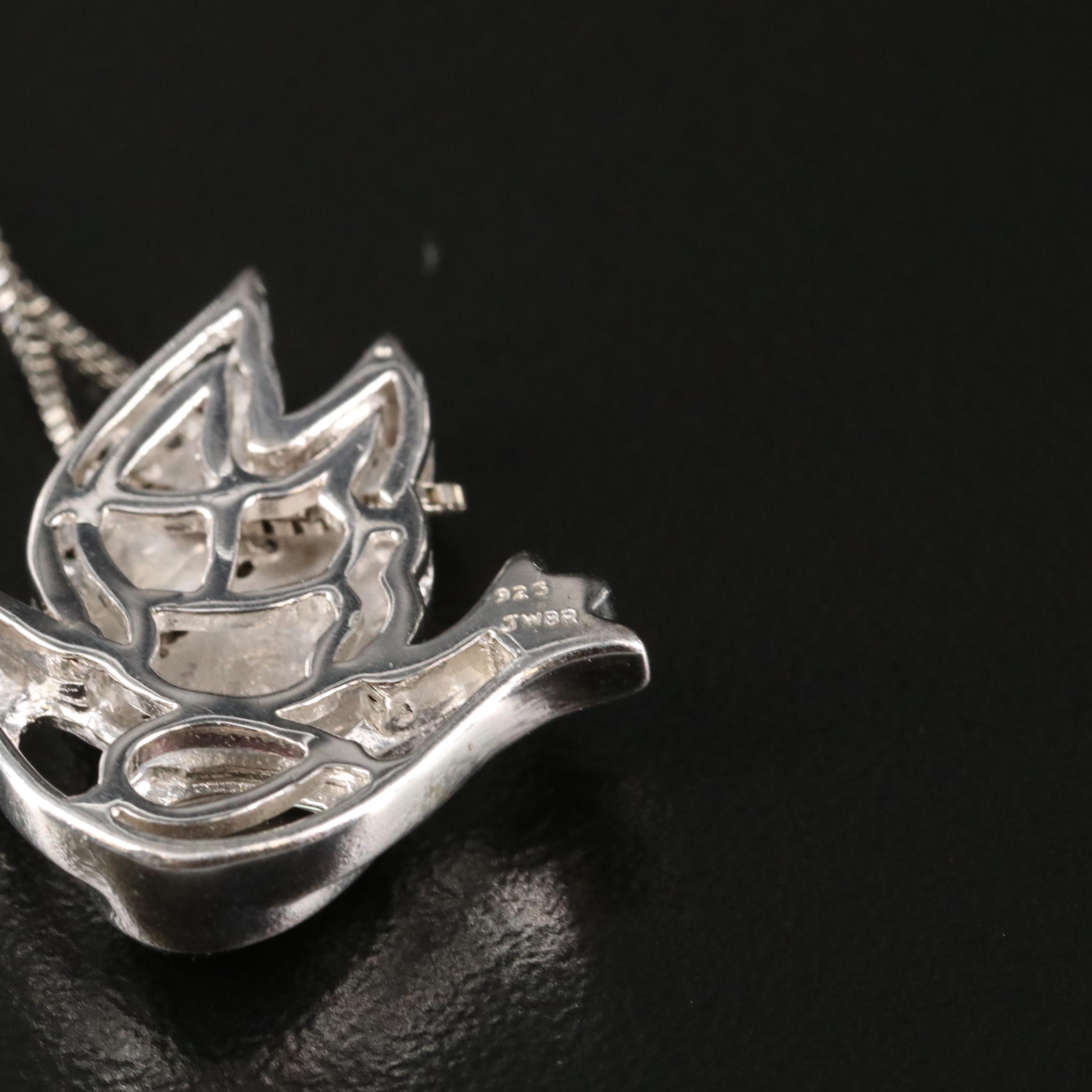 Sterling Mother-of-Pearl and Diamond Dove Necklace