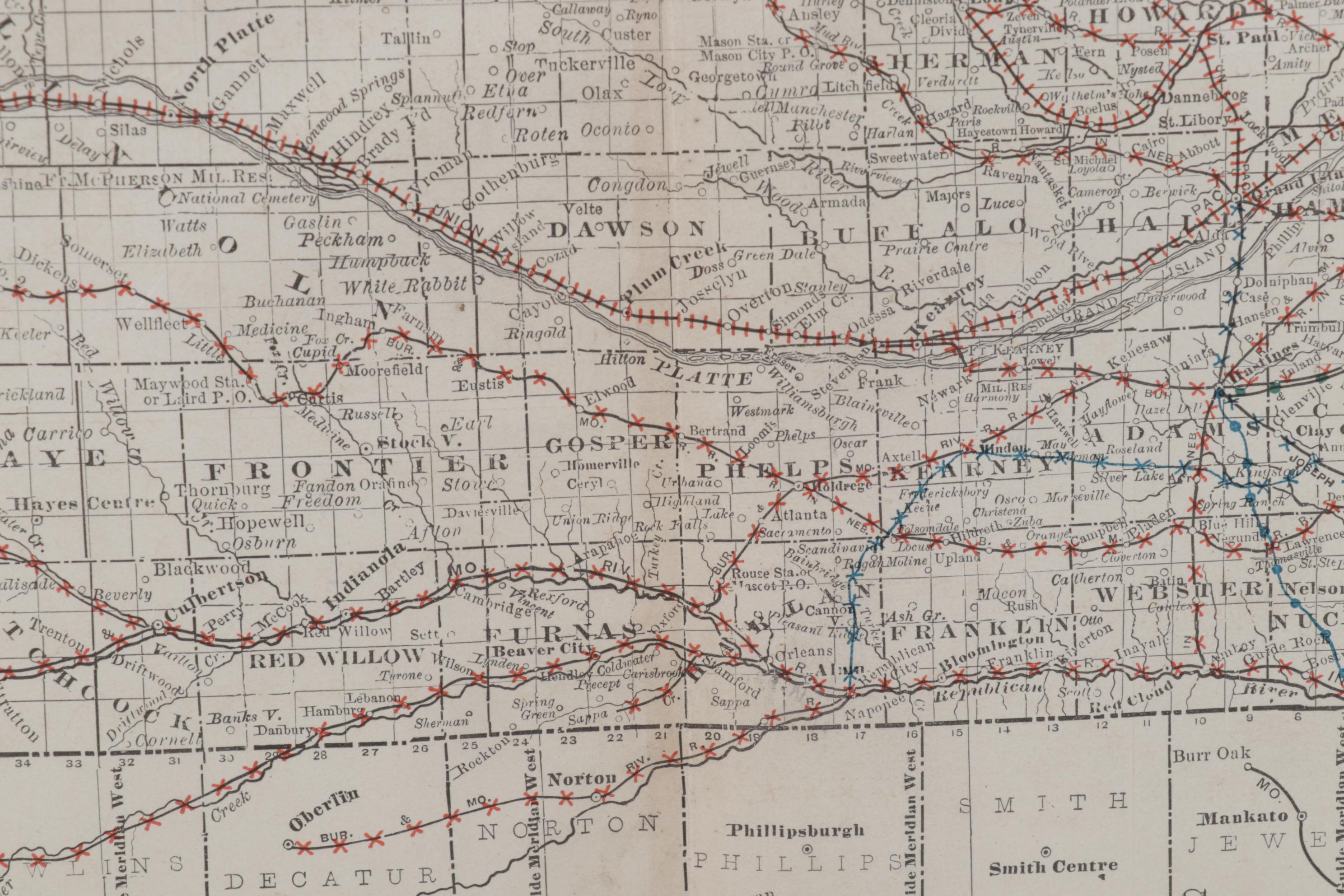 "Rand, McNally & Co's Nebraska" Engraving Map, Circa 1900