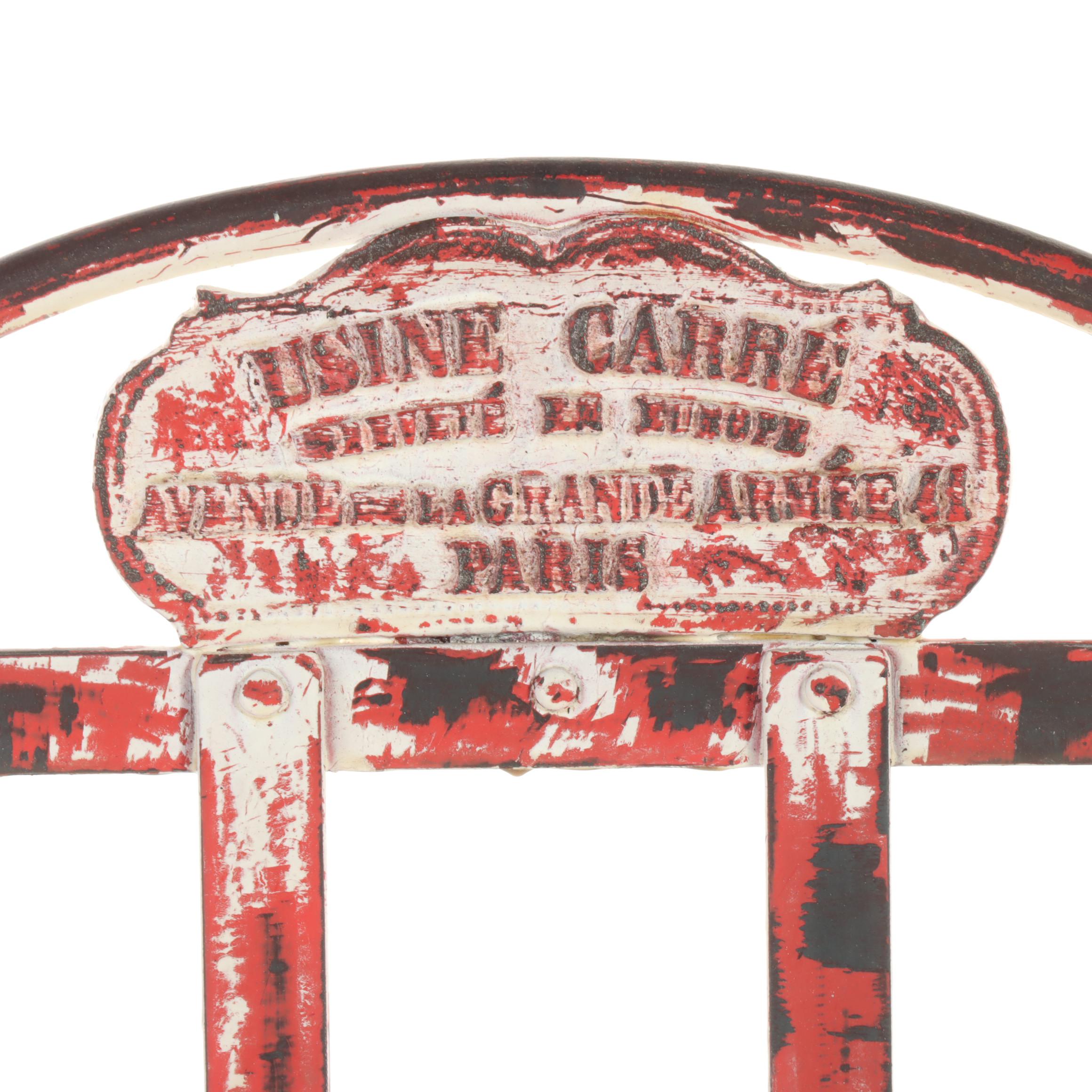 Distress Finished Patio Table With Two Bistro Chairs, Mid-20th Century