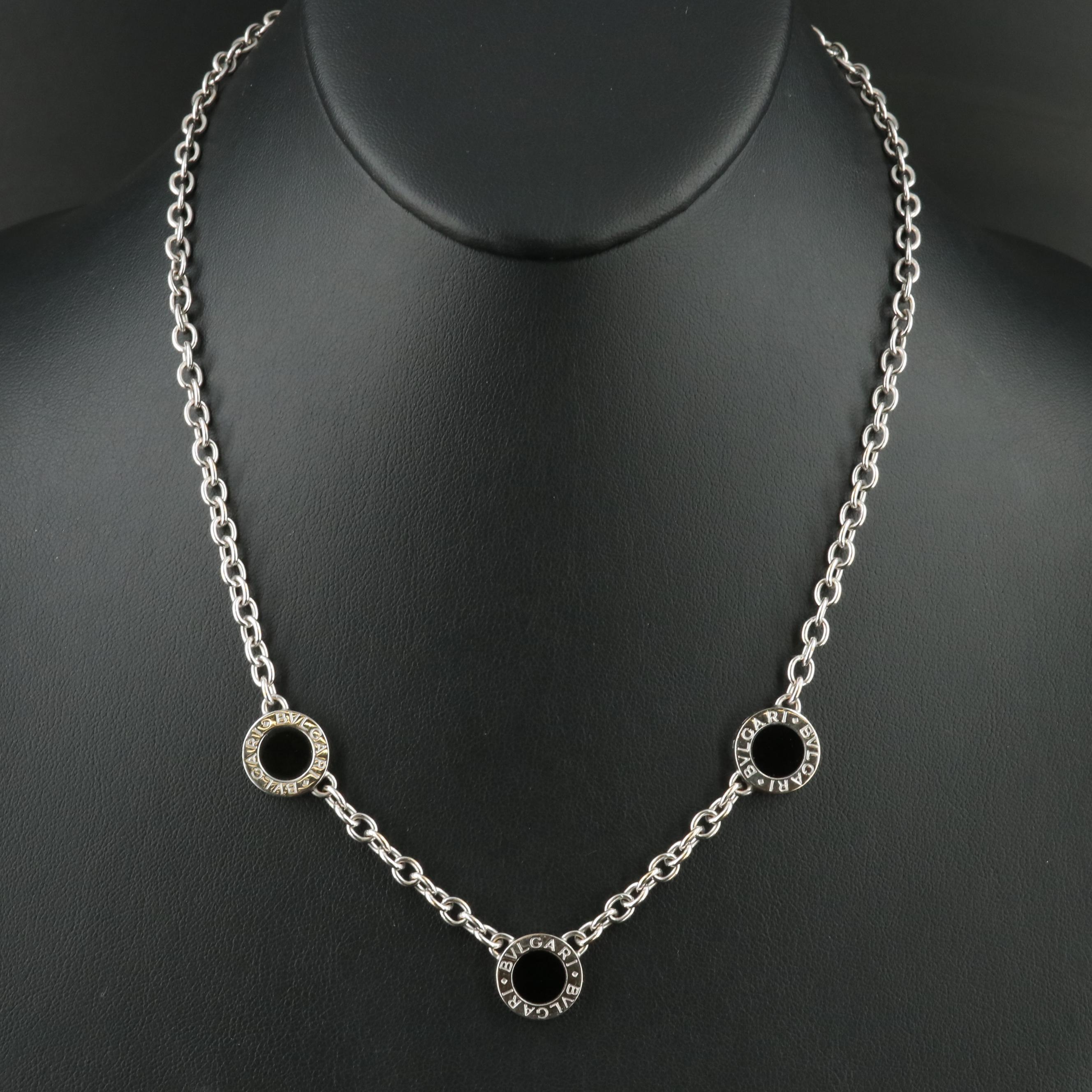 BVLGARI 18K Diamond and Black Onyx Reversible Station Necklace