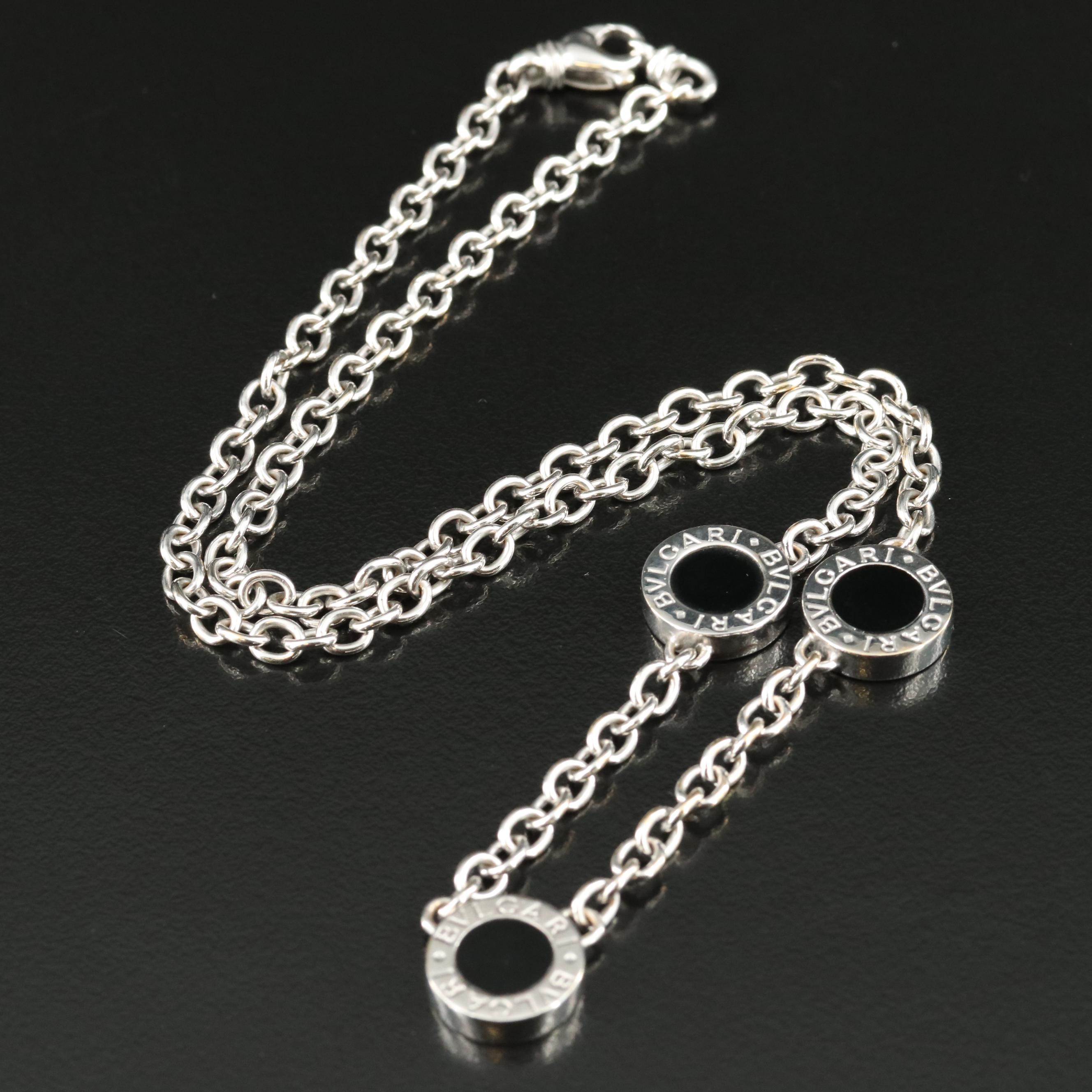 BVLGARI 18K Diamond and Black Onyx Reversible Station Necklace