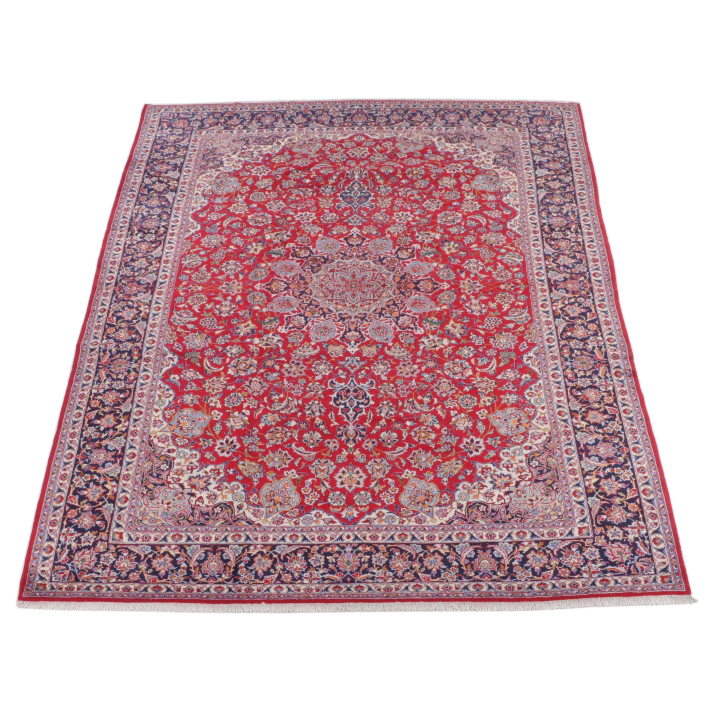 10'9 x 15'5 Hand-Knotted Persian Kashan Room Sized Rug