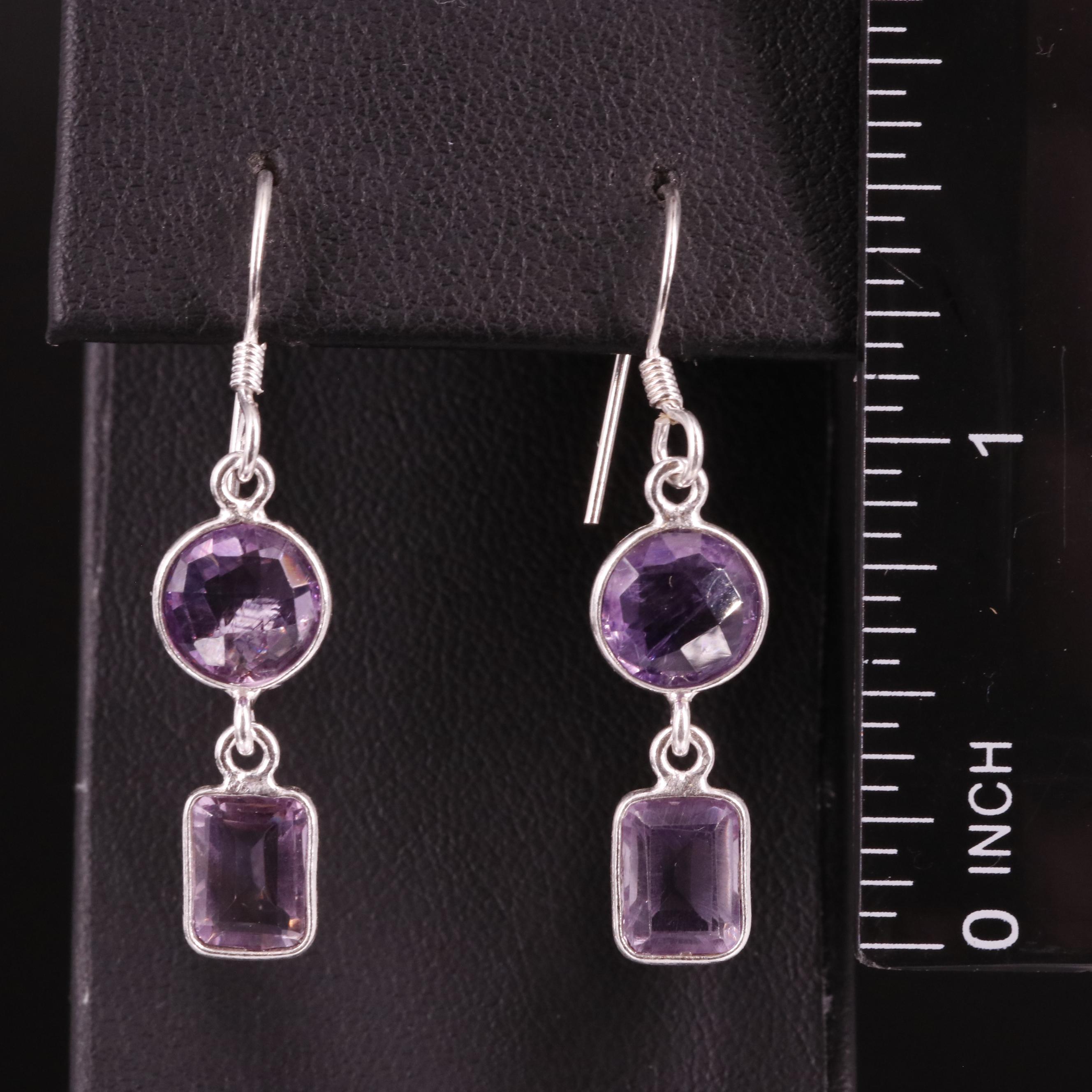 Sterling Amethyst Dangle Earrings