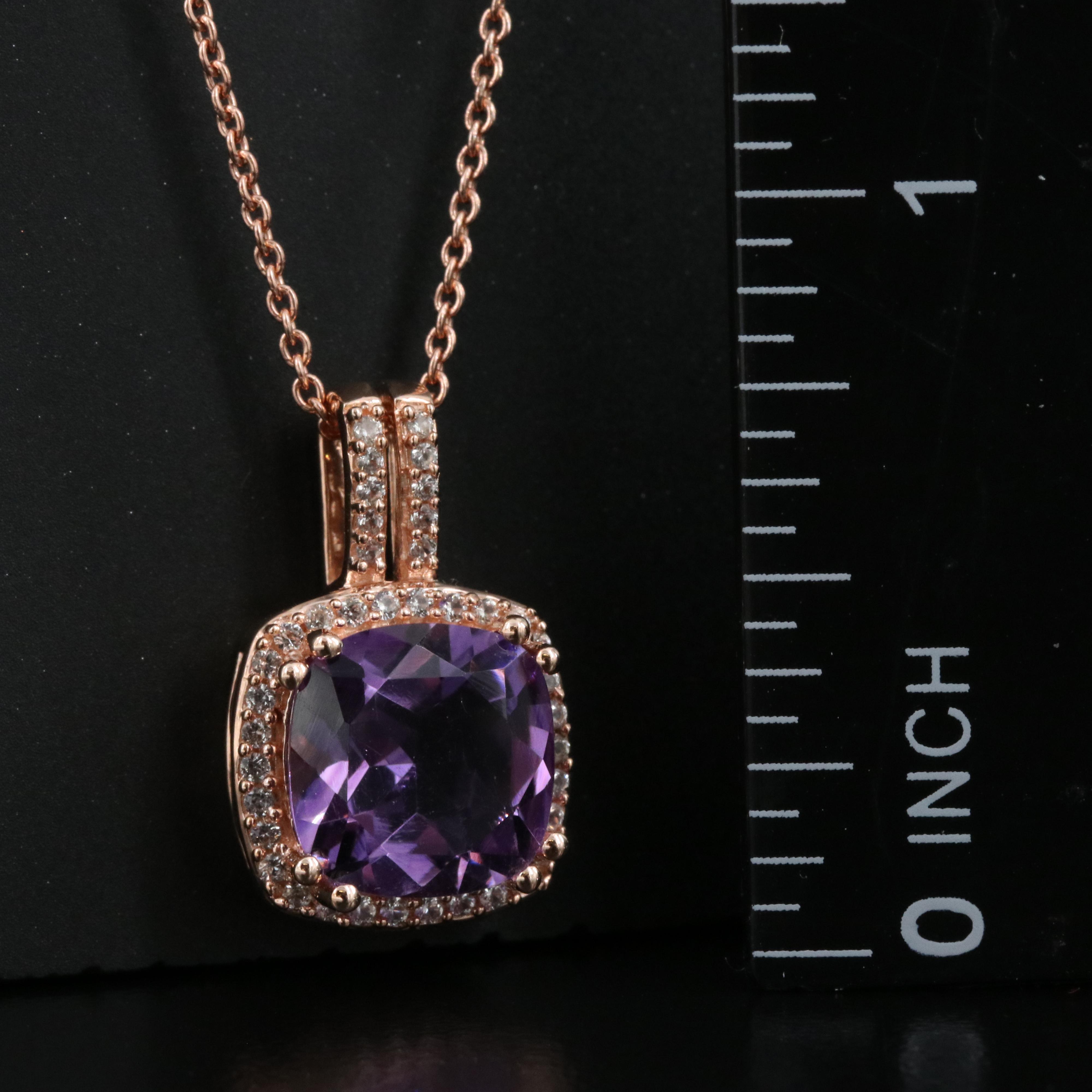 Sterling Amethyst and Sapphire Pendant Necklace
