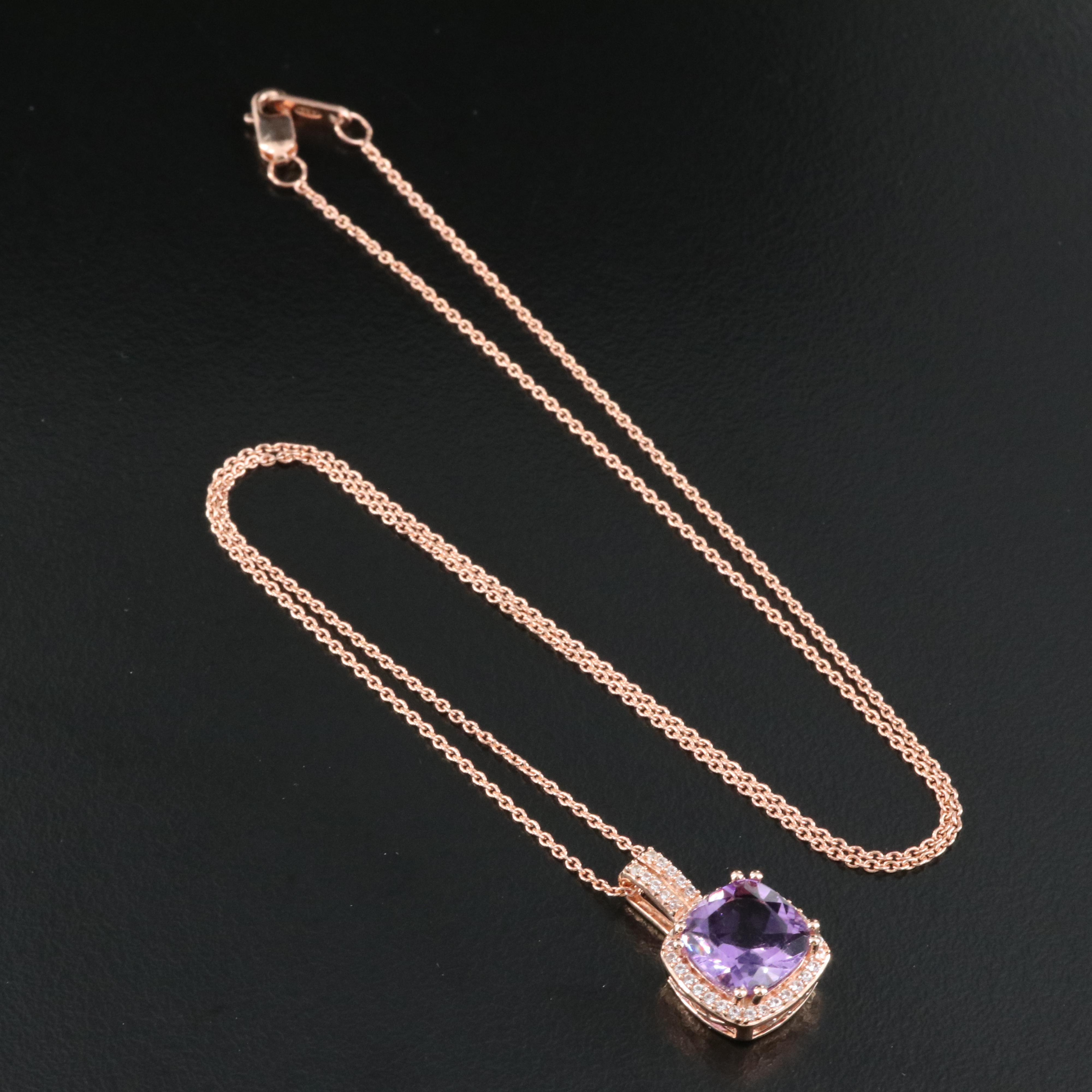 Sterling Amethyst and Sapphire Pendant Necklace