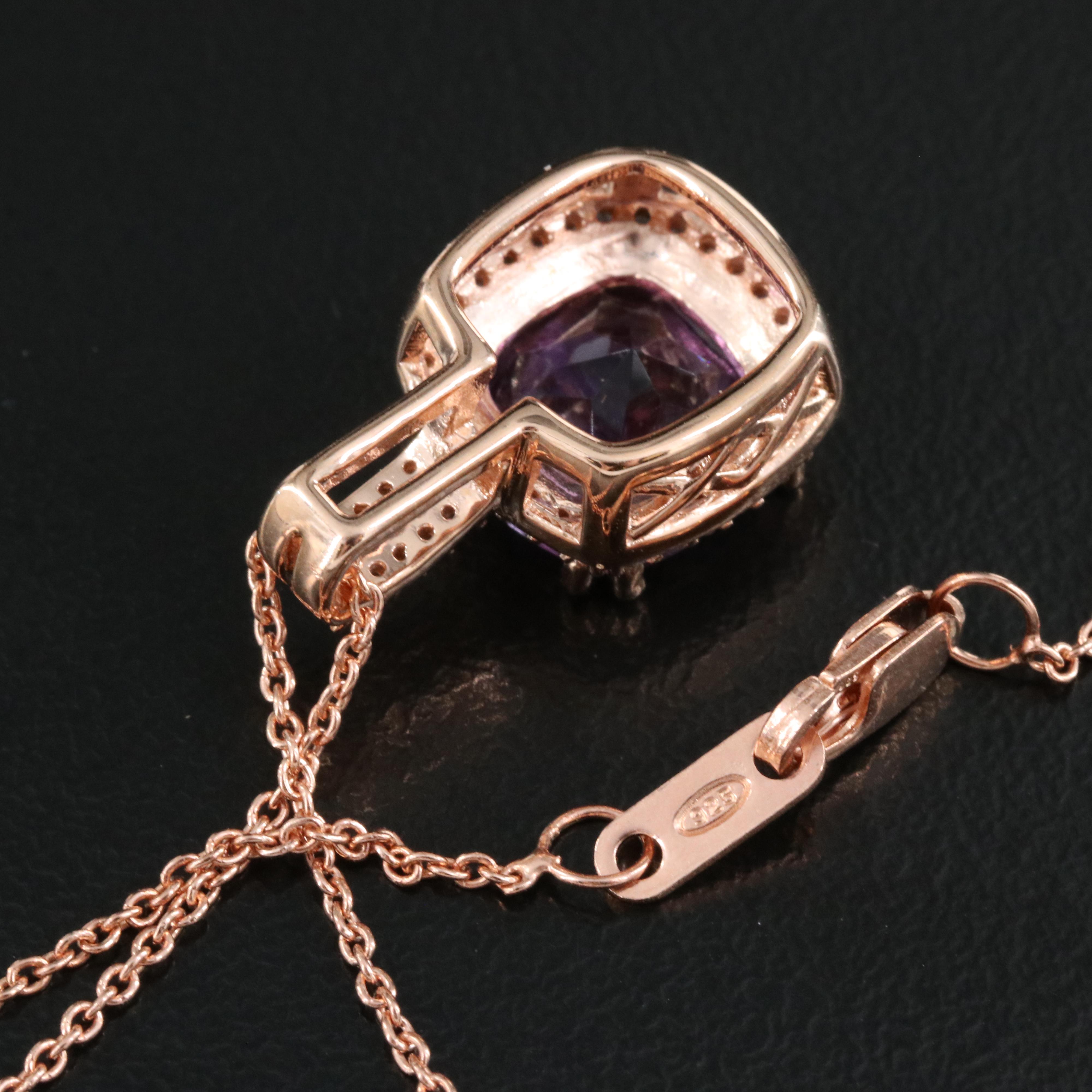 Sterling Amethyst and Sapphire Pendant Necklace