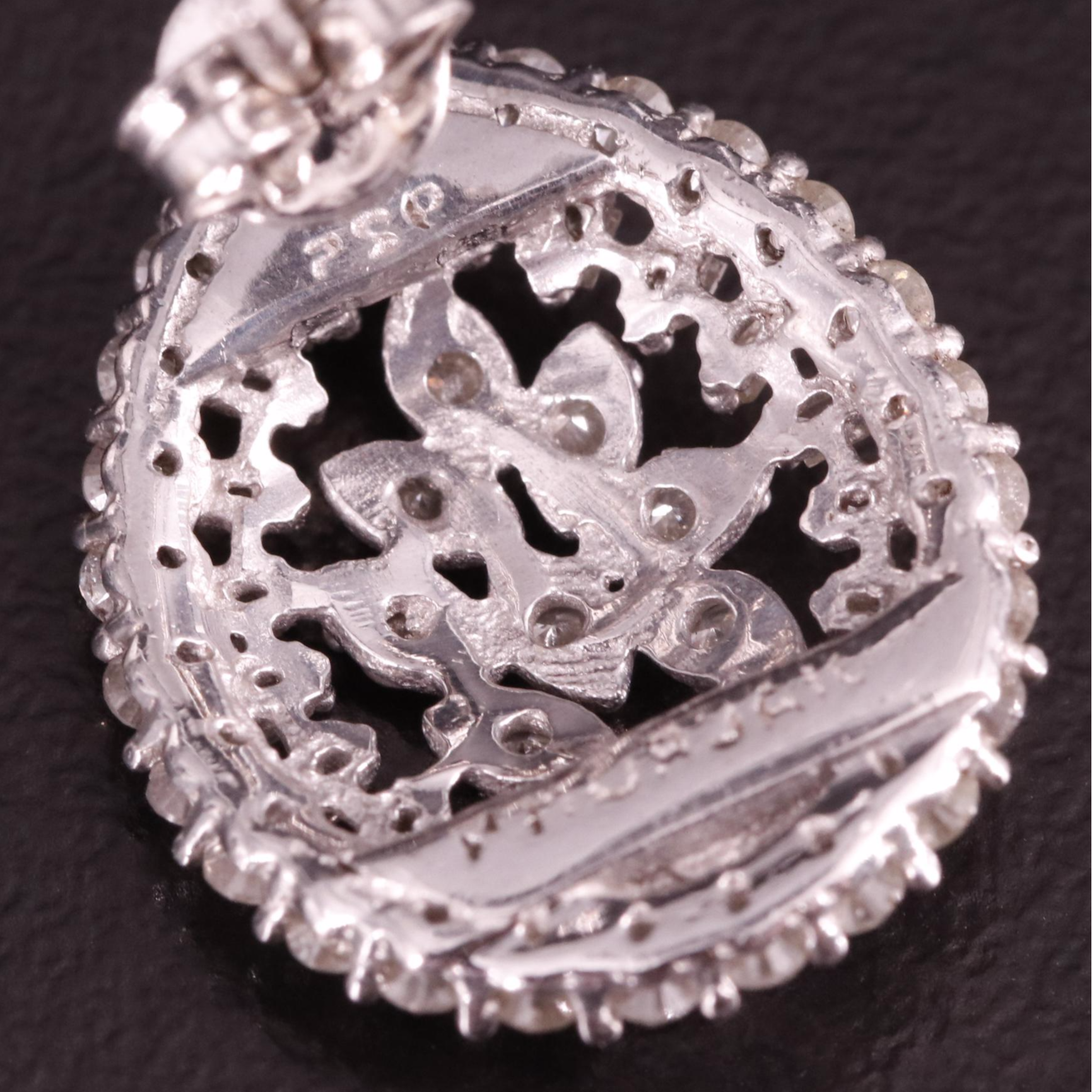 Sterling Diamond Teardrop Cluster Earrings