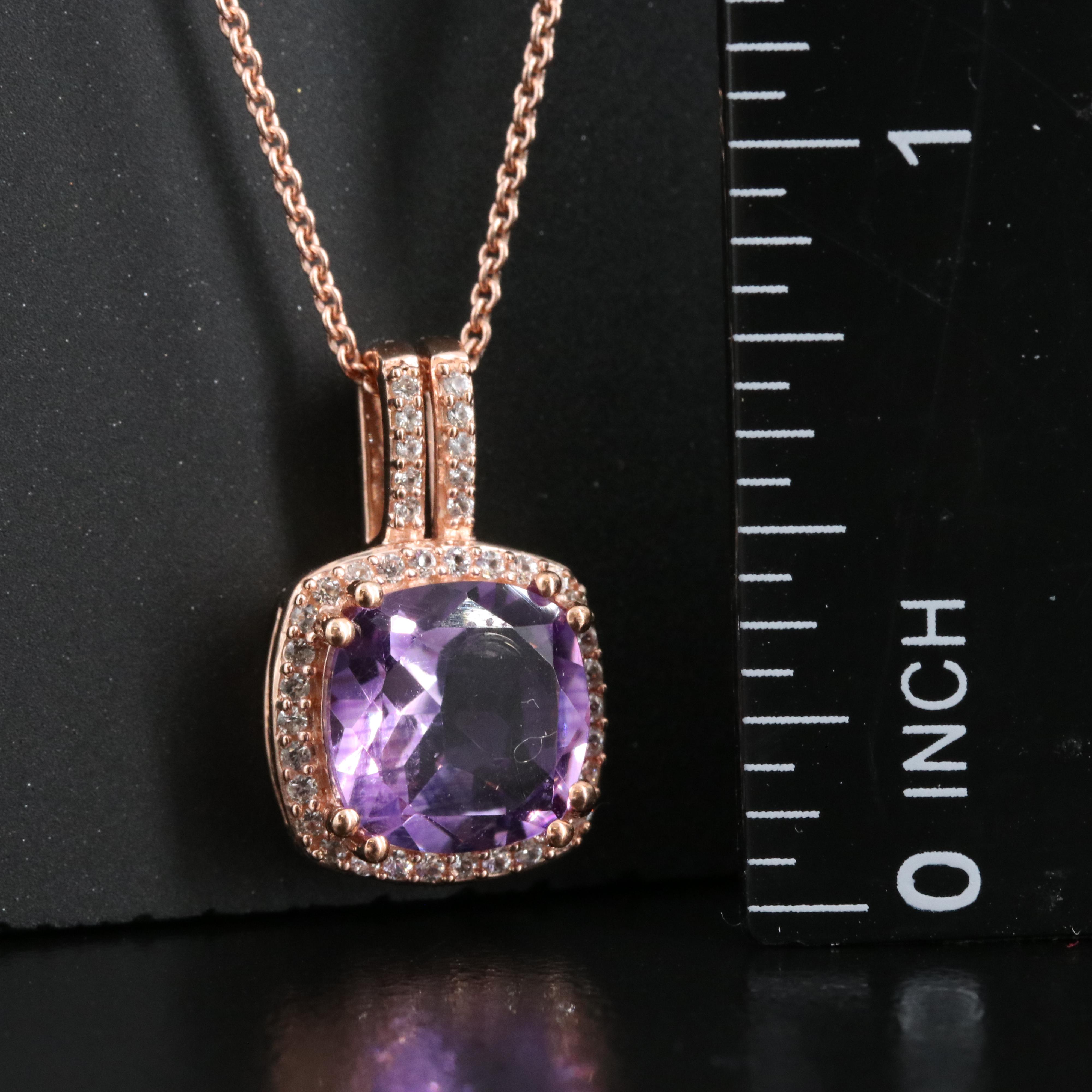 Sterling Amethyst and Sapphire Pendant Necklace