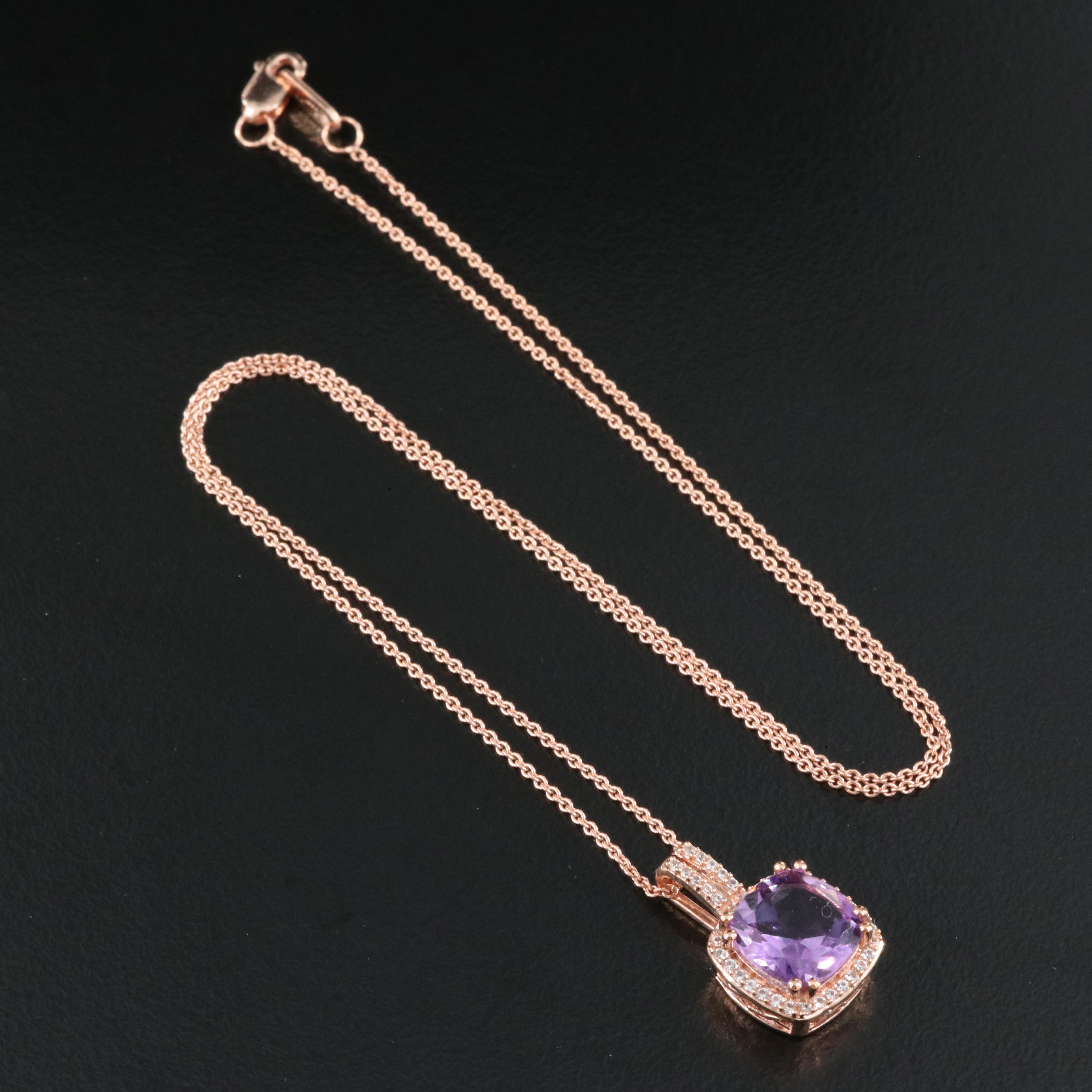 Sterling Amethyst and Sapphire Pendant Necklace