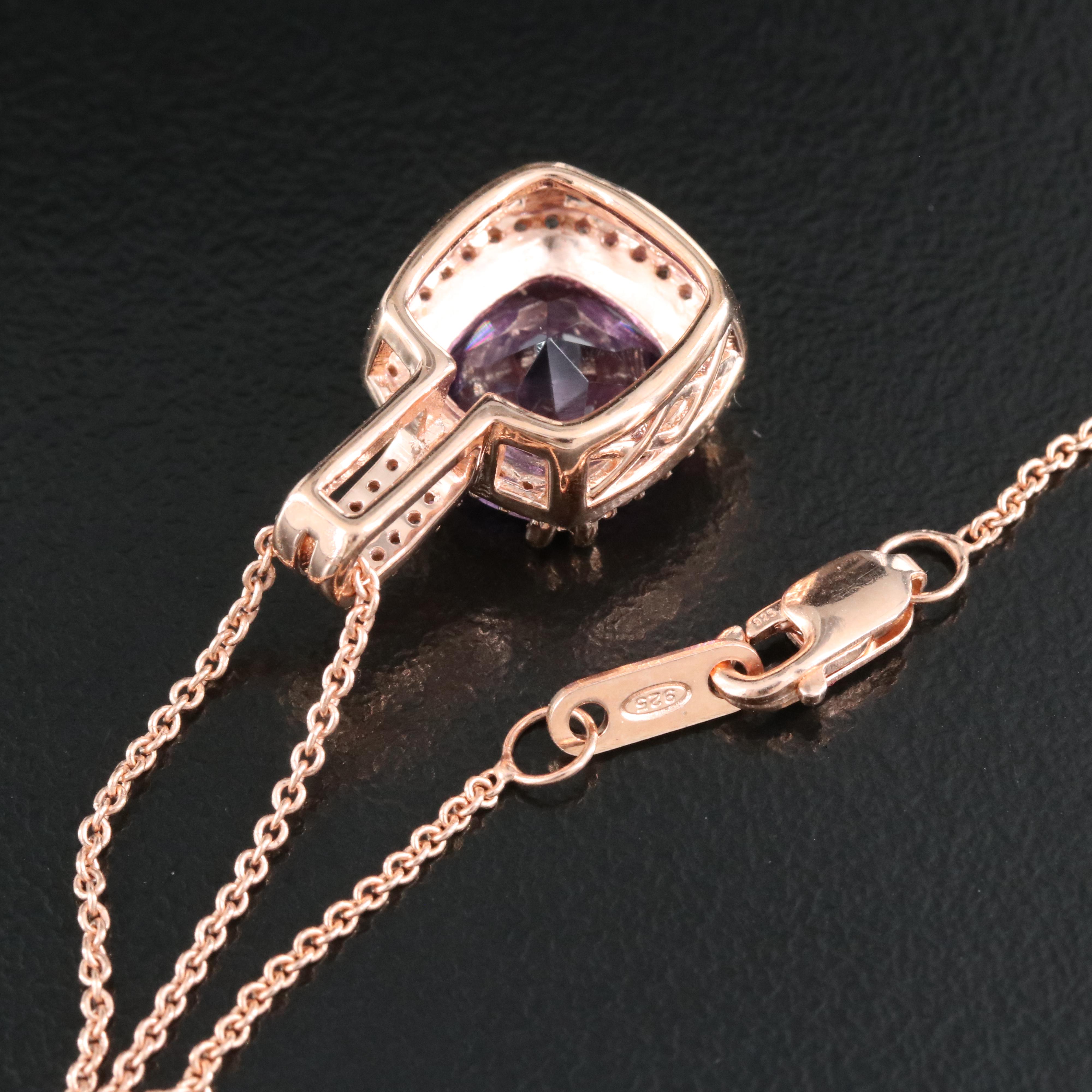 Sterling Amethyst and Sapphire Pendant Necklace