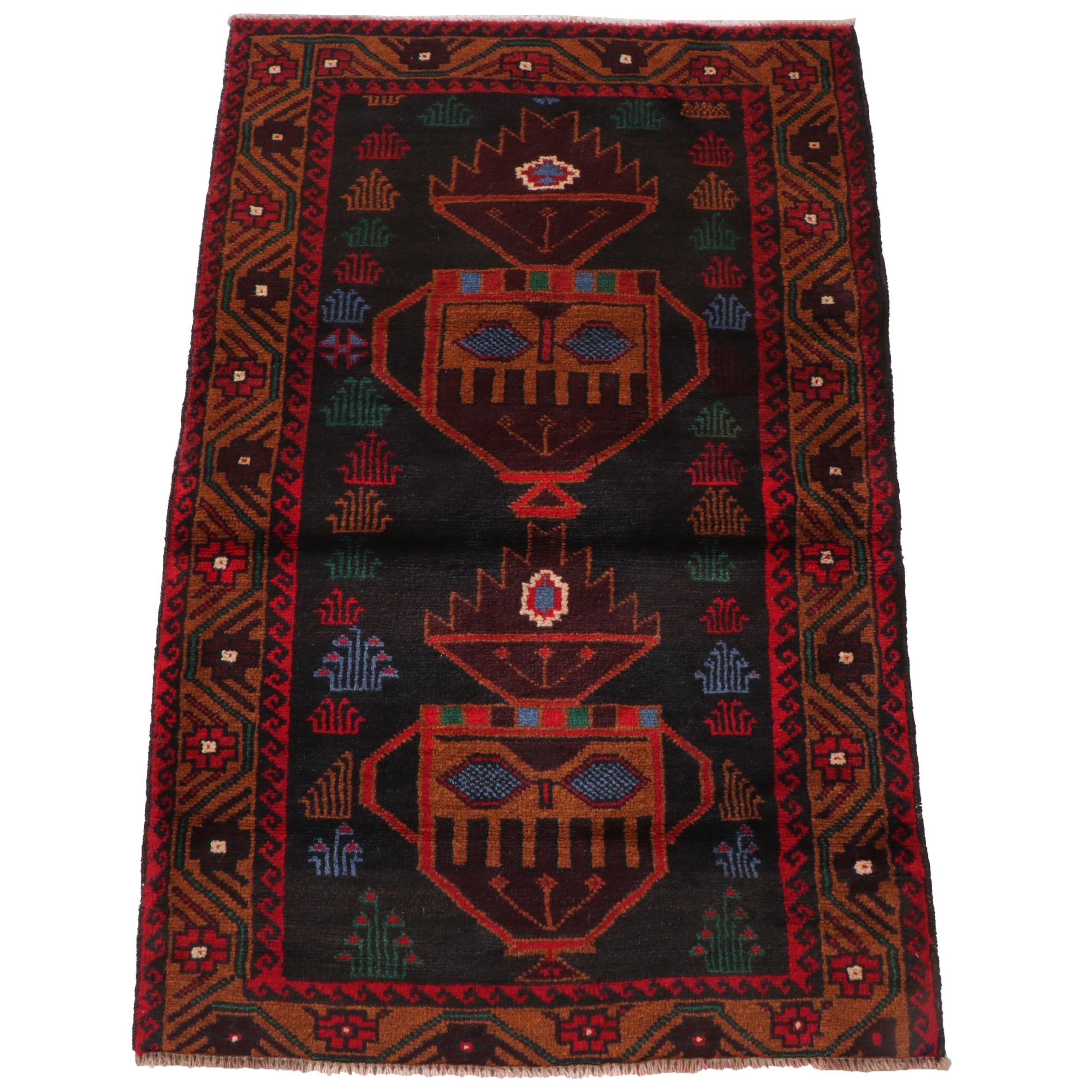 2'9 x 4'5 Hand-Knotted Afghan Baluch Accent Rug